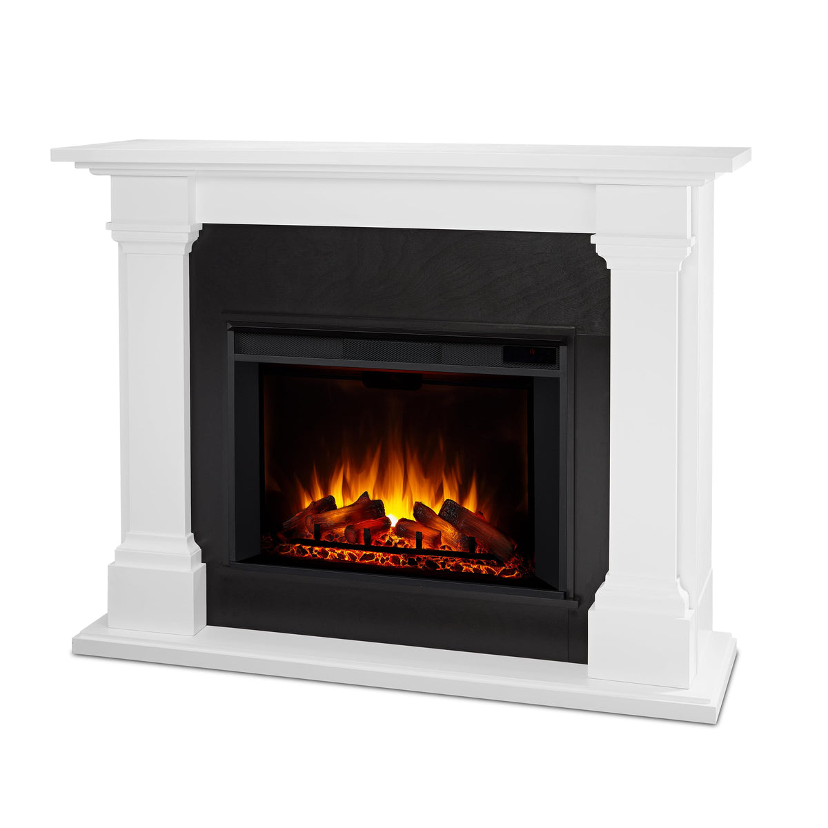 Real Flame Callaway 63'' Grand Electric Fireplace In White, Free Standing Oversized Indoor Electric Fireplace With Mantel, Adjus