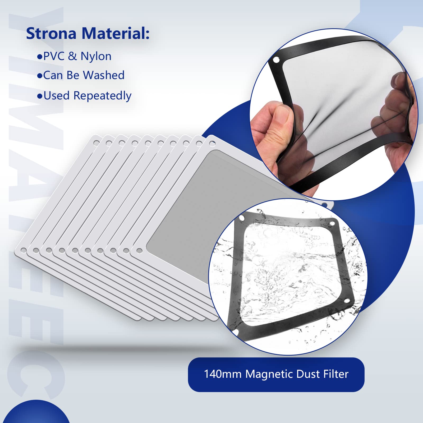 Yimateeco Dust Filter Pc 140Mm For Computer Cooler Fan/Psu/Routers Nylon 80 Mesh, Magnetic Frame Pc Fan Dust Mesh Pc Cooler Filt