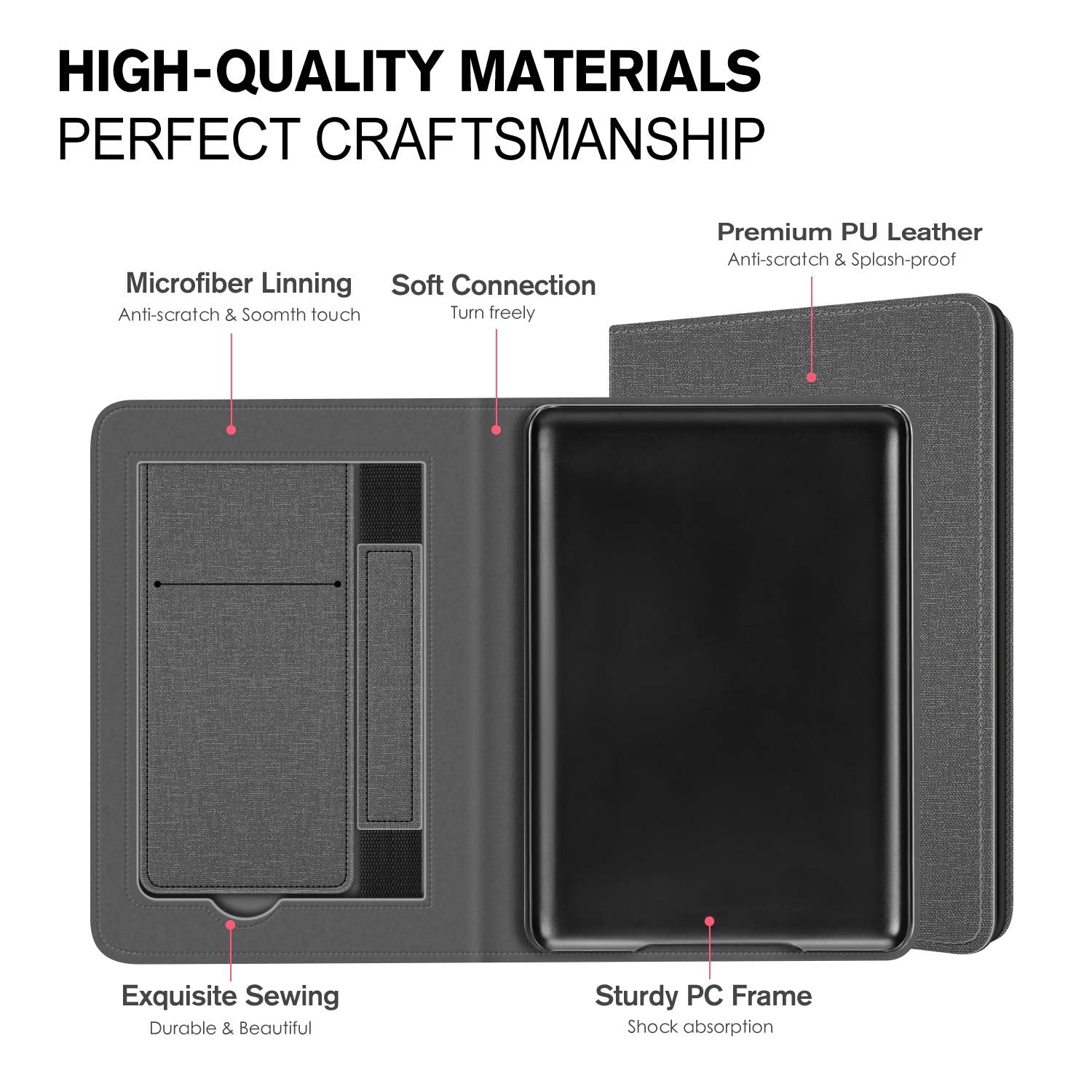 Ayotu Stand Case For Kindle 10Th Gen 2019 Released   Durable Cover With Auto Wake/Sleep, Lightweight Cover With Hand Strap, Grey