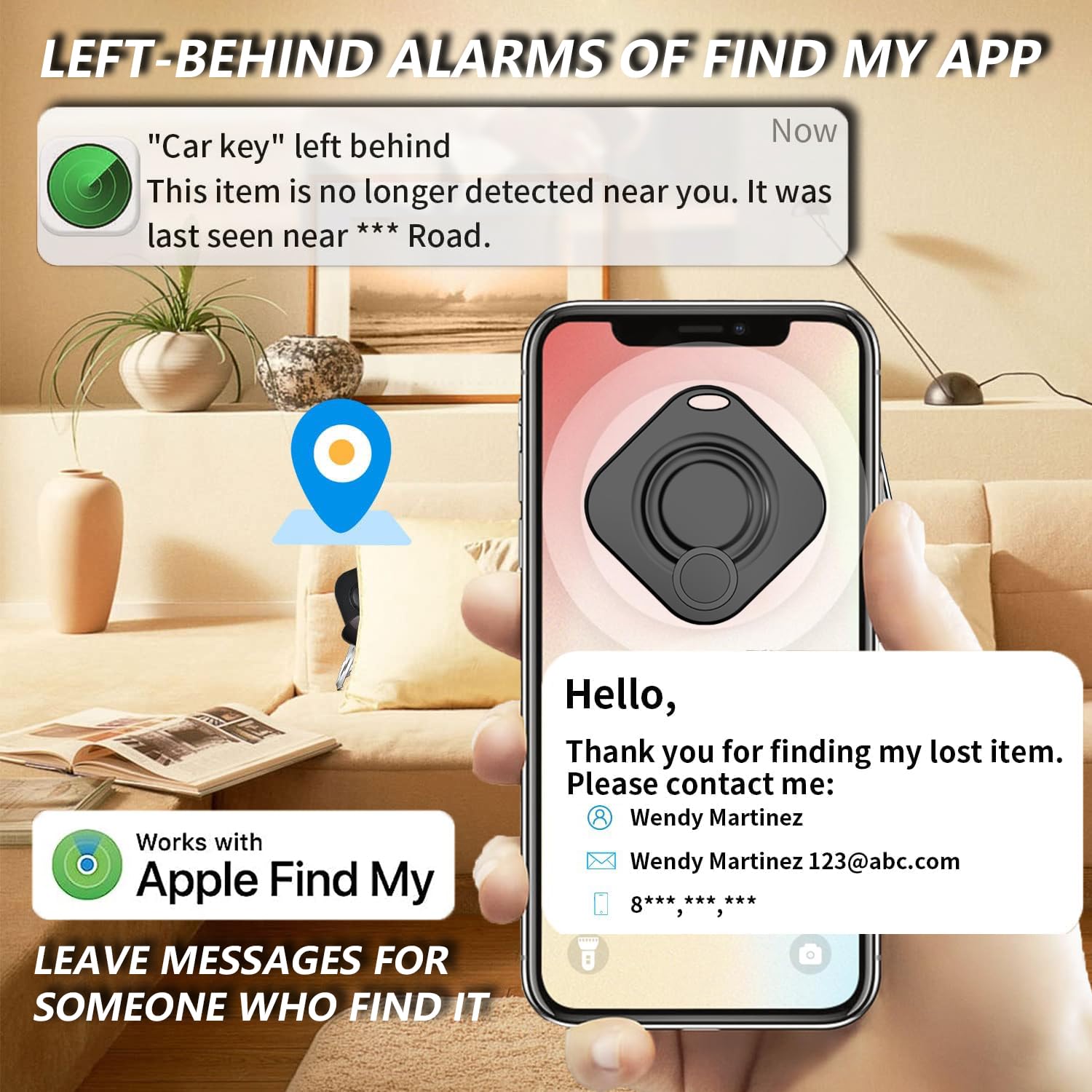 Key Finder Locator With Sound, Item Finders, Luggage Key Tracker Works With Find My, Bluetooth Luggage Tracker Item Locator For