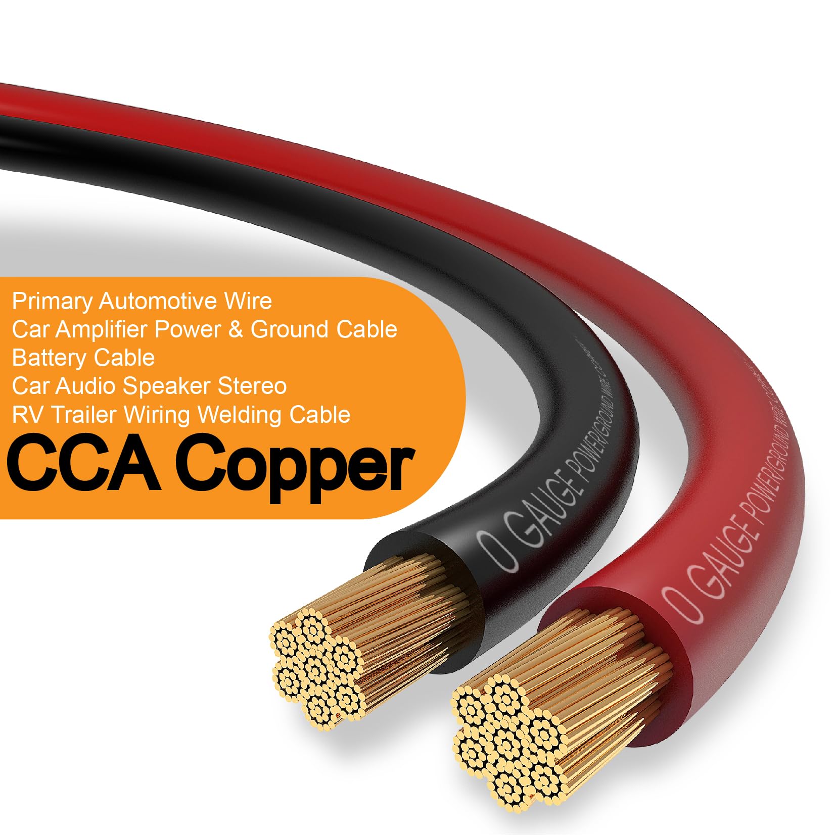 40Ft 1/0 Gauge Wire Copper Clad Aluminum Caa,20Pcs Lugs Terminal Connectors With 3:1Heat Shrink Tube For Power/Auto,Amplifier,Gr