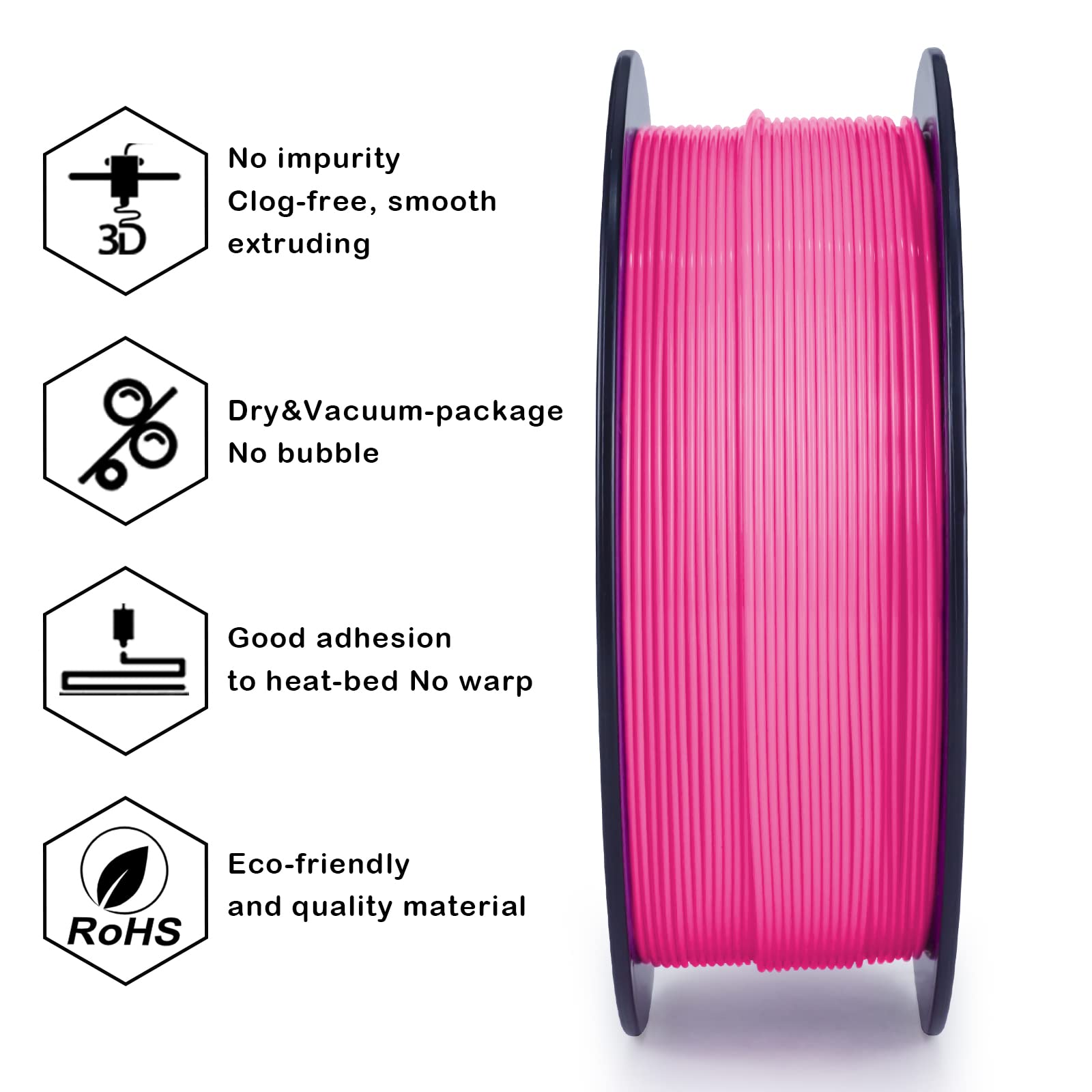 Ziro Pla Filament 175Mm,3D Printer Filament Pla Pro Basic Color Series 175Mm 1Kg(22Lbs), Dimensional Accuracy +  003Mm,Rose