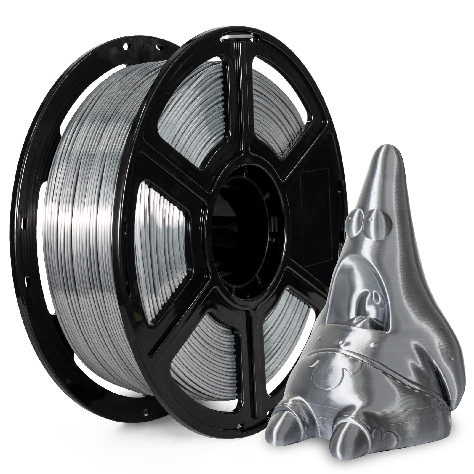 Flashforge 3D Printer Filament Silk PLA 1.75mm 1kg Spool-Dimensional Accuracy +/- 0.02mm (Silver)