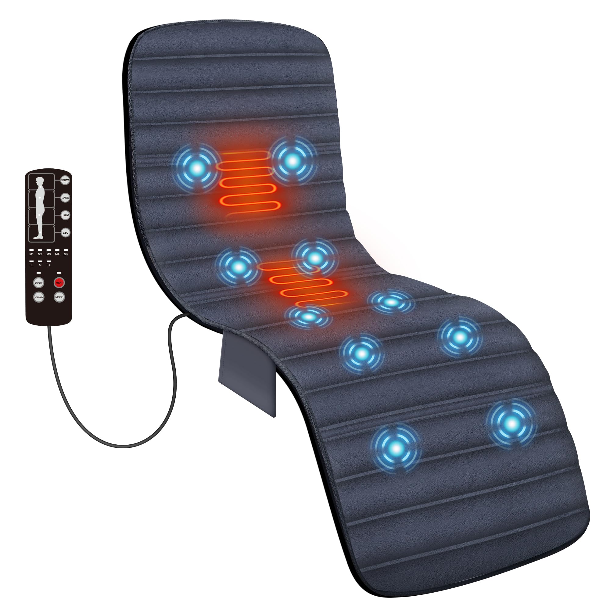 COMFIER Full Body Massage Mat Pad with Heat, Chair Pad with 10 Vibration Motors & 2 Therapy Heating Pad with Auto Shut Off, Heat