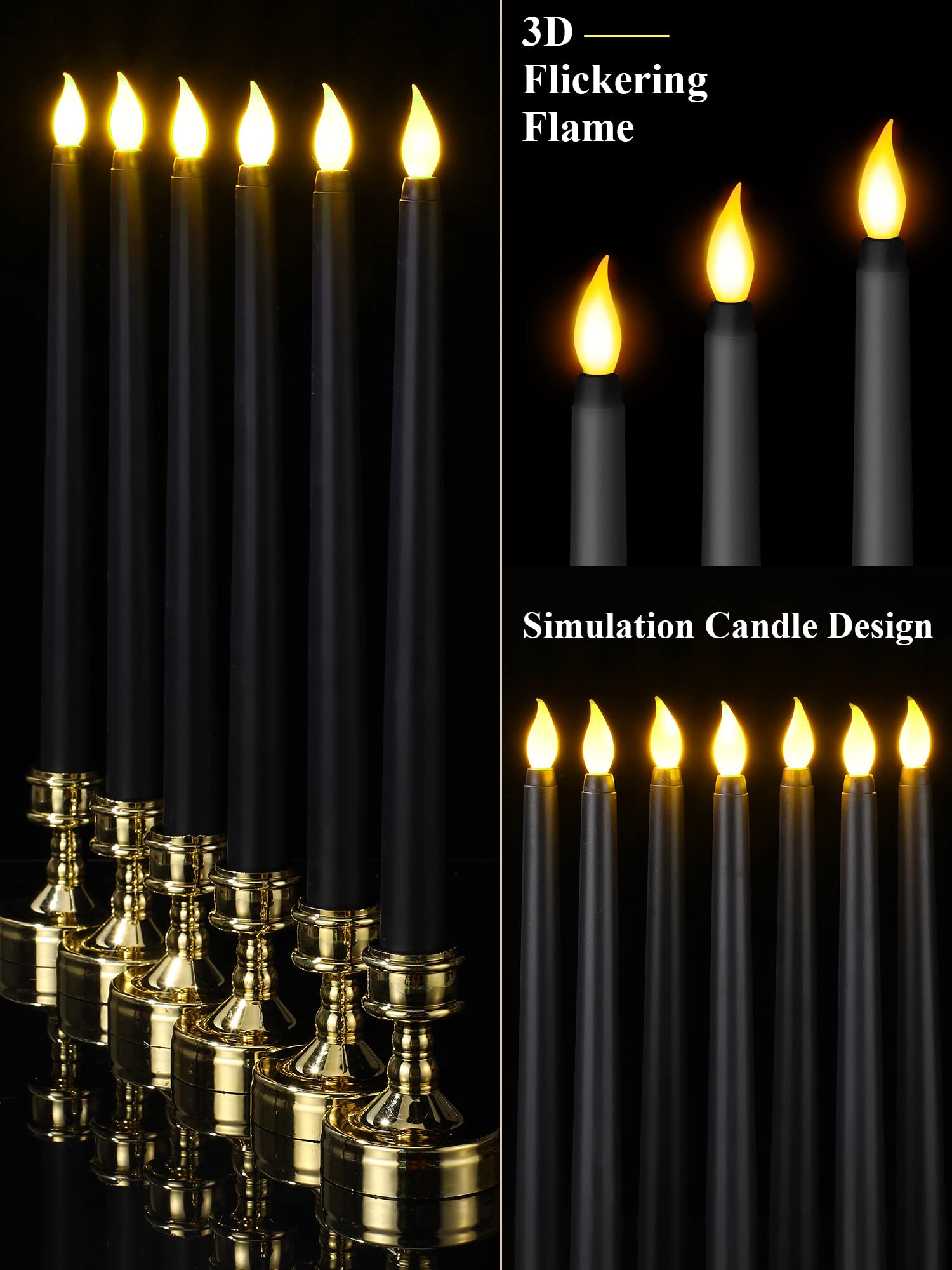 Treela 24 Pcs Flameless Taper Candles Bulk Led Taper Candles Sticks Battery Operated For Christmas Birthday Wedding Party Church