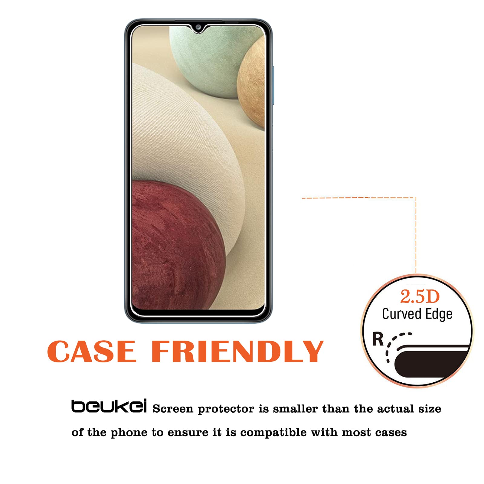 Beukei (3 Pack) Screen Protector For Samsung Galaxy A12 Screen Protector Tempered Glass, 6.5 Inch, 9H Hardness, Anti Scratch, Bubble Free
