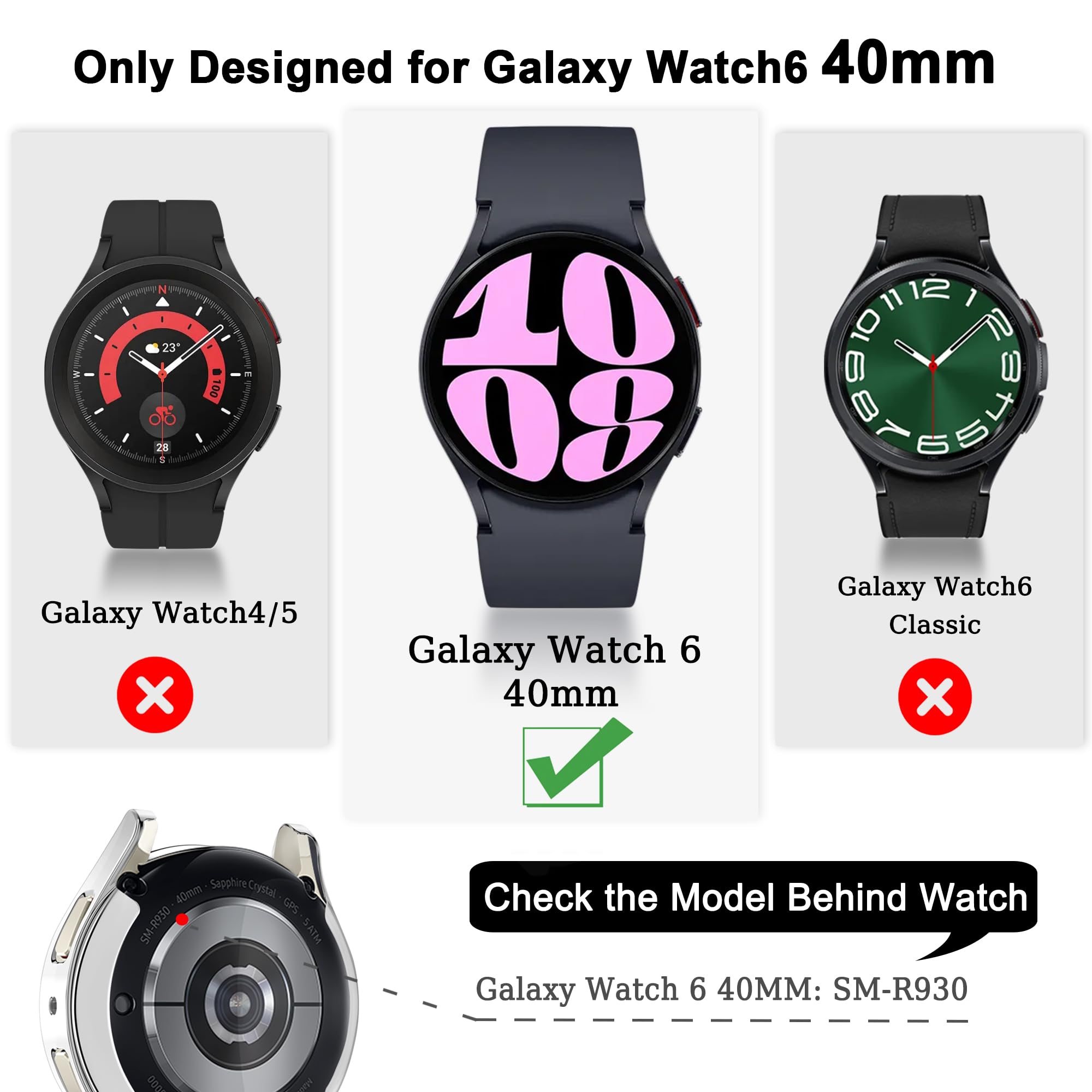 Yuvike [12 Pack] Watch Screen Protector Compatible With Samsung Galaxy Watch 6 40Mm, Soft Tpu Watch Case Full Anti Golpes Protec