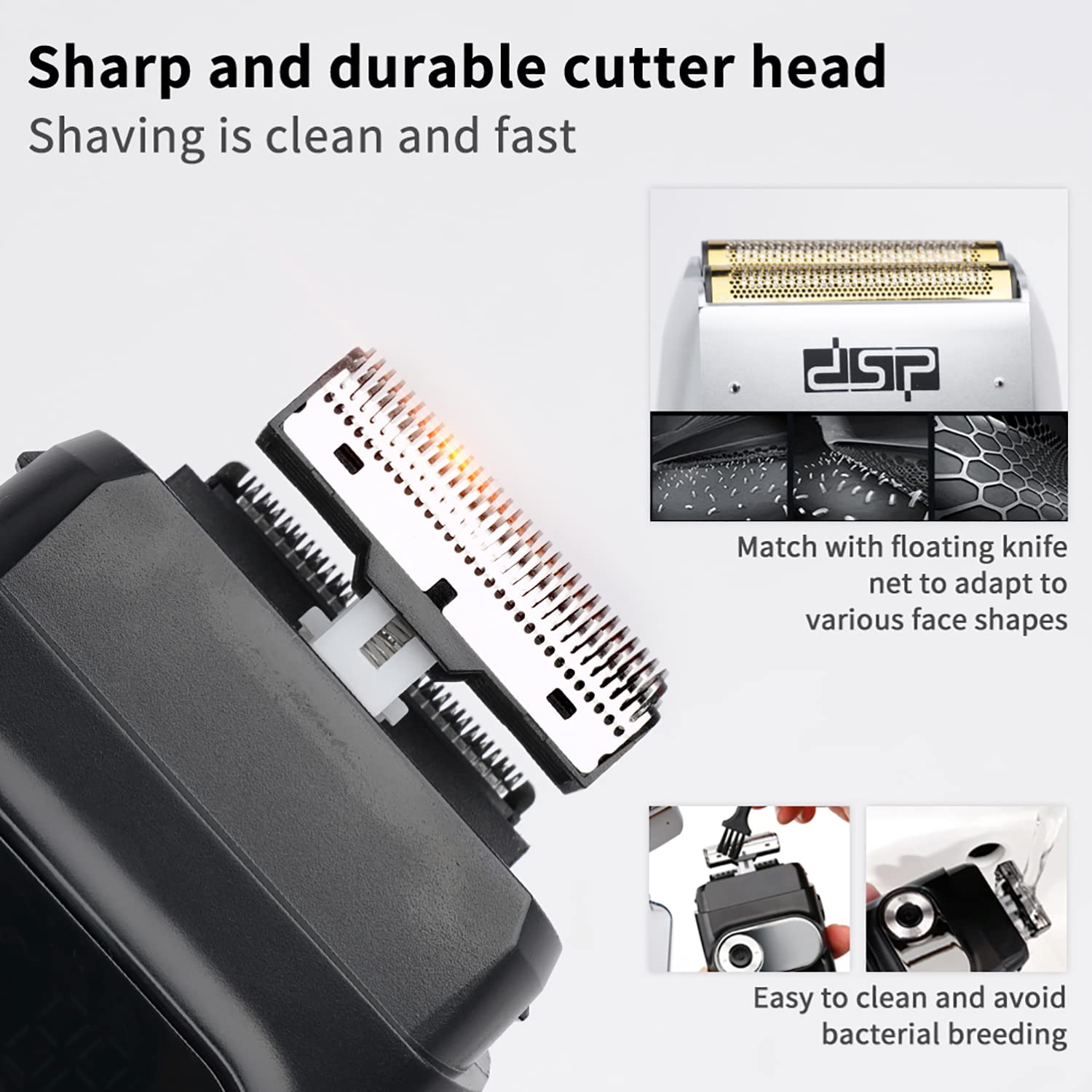 Dsp Electric Razor For Men Bald Shavers For Men 2 In 1 Double Shaver For Men With 2 Foil Head Rechargeable Barber Shaver With Pr