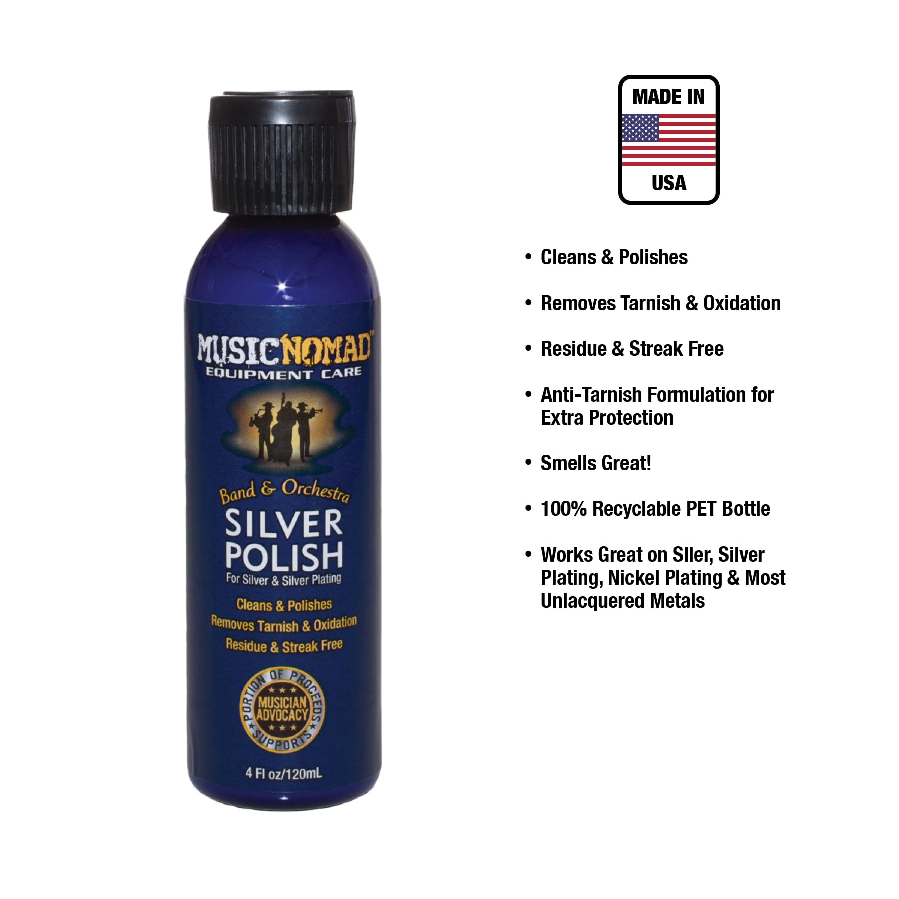 Musicnomad Silver Polish & Cloth Kit For Silver & Silver Plated Instruments   Trumpet, Trombone, Flute (Mn741)