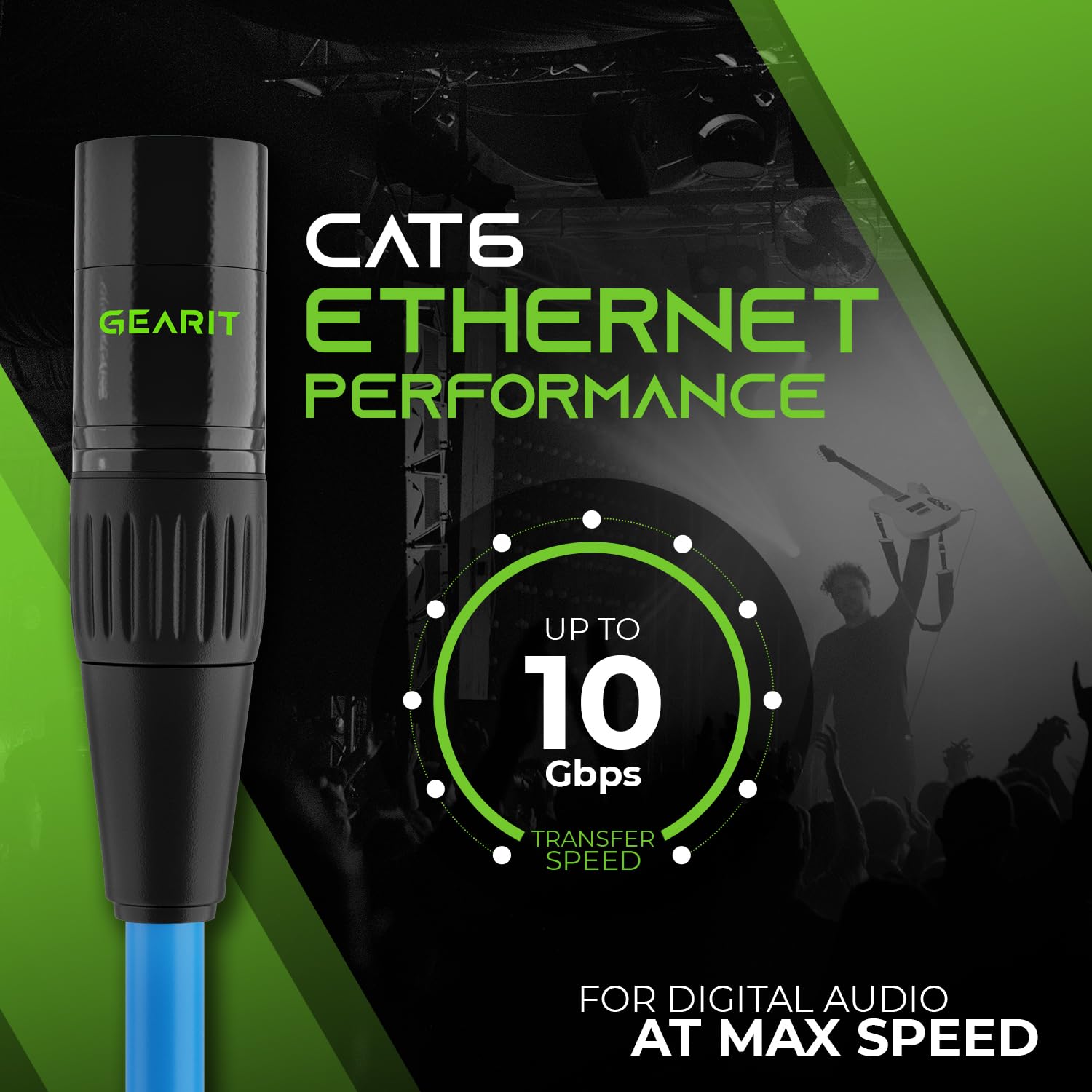 Gearit Cat6 Ethernet Cable, Ethercon Compatible (10 Feet) Rj45 Connectors For Pro Audio, Aluminum Shielded, Oxygen Free Copper
