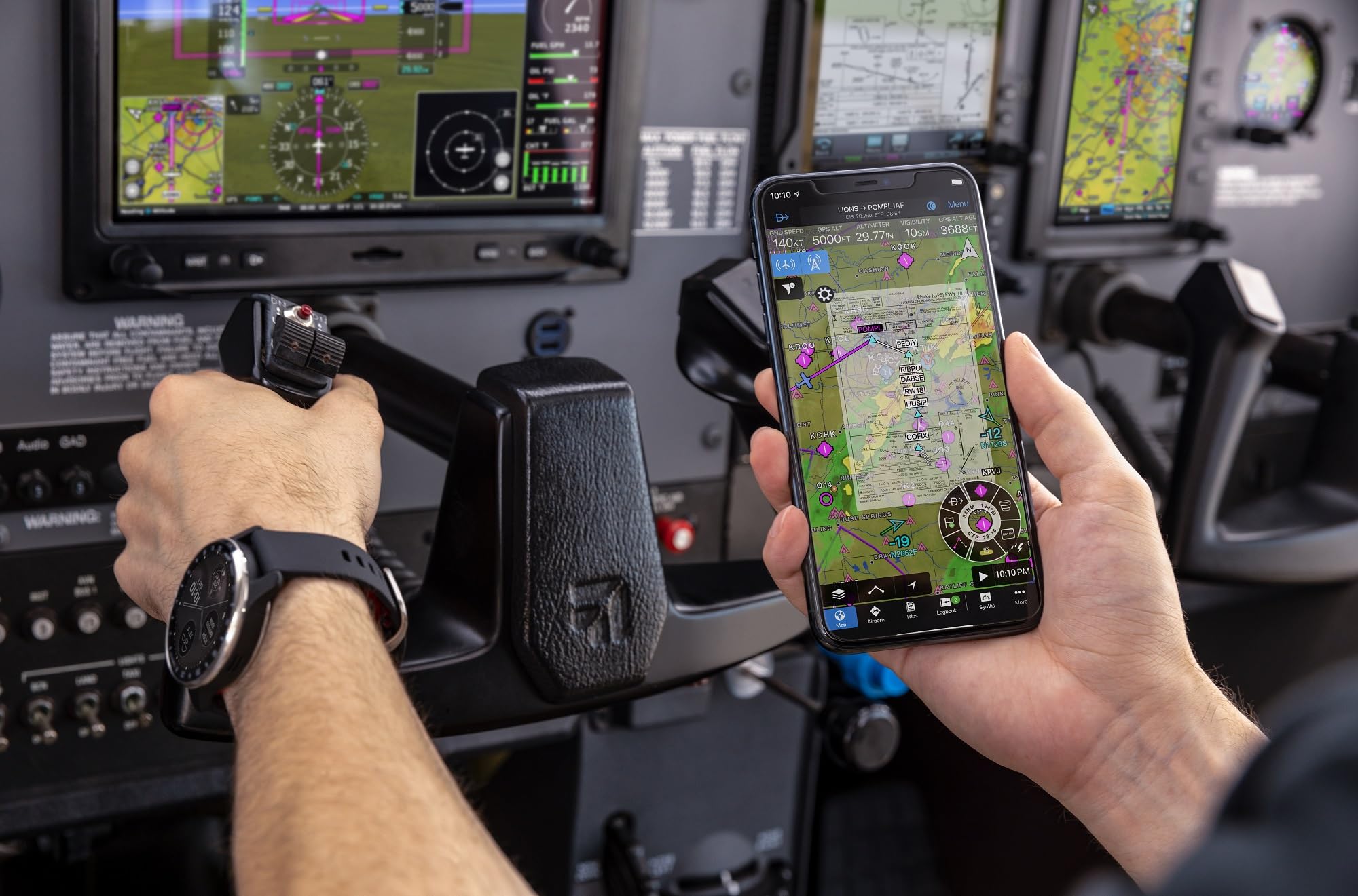 Garmin D2 Air X10 Aviator Gps Smartwatch With Call, Text, Health, Wellness And Aviation Weather Features (Black) + Usb Wall Char