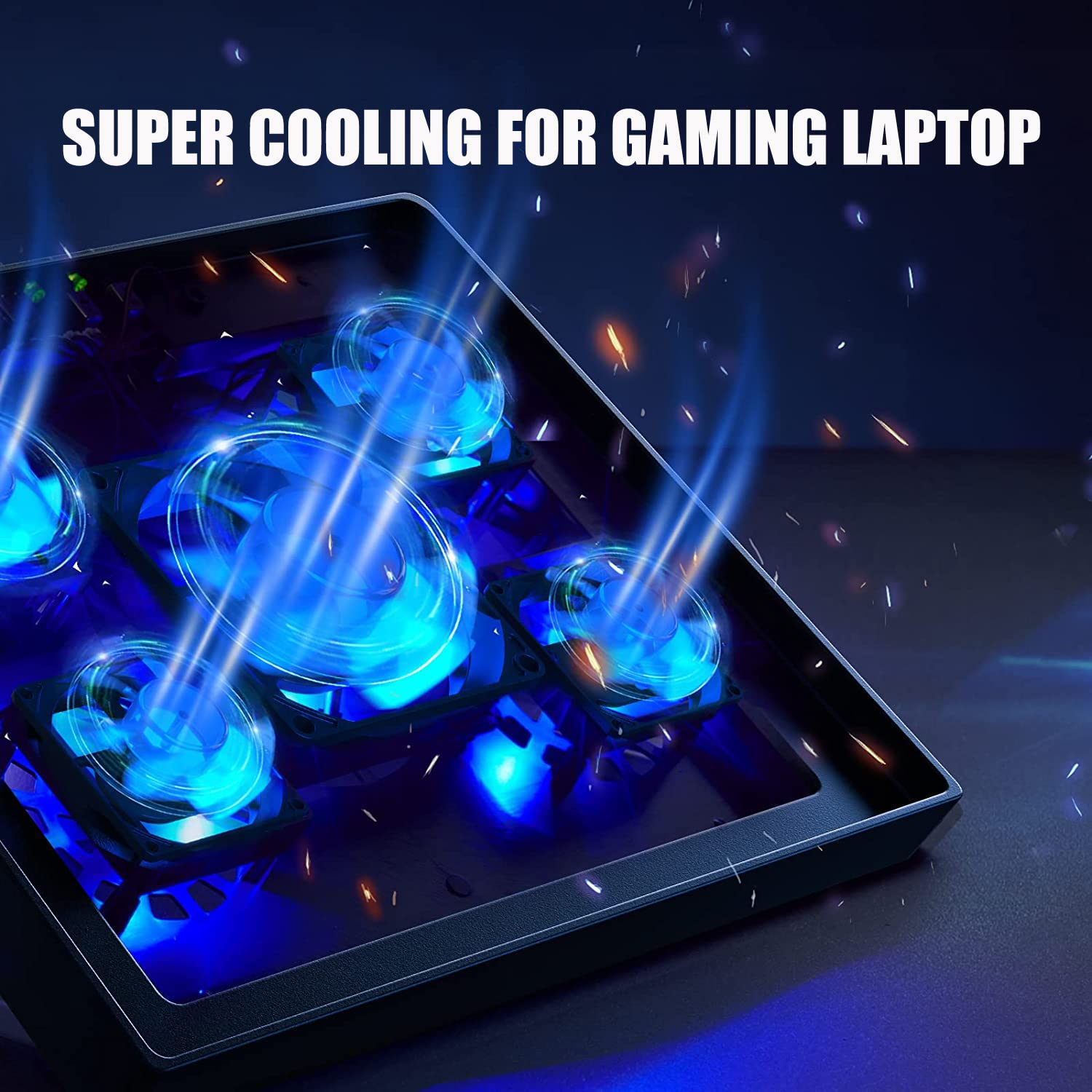 Kerolffu Laptop Cooling Pad 17Inch 15.6 14 13 12Inch Gaming Cooler Pad Chill Mat 5 Quiet Fans Led Lights And 2 Usb 2.0 Ports Adj