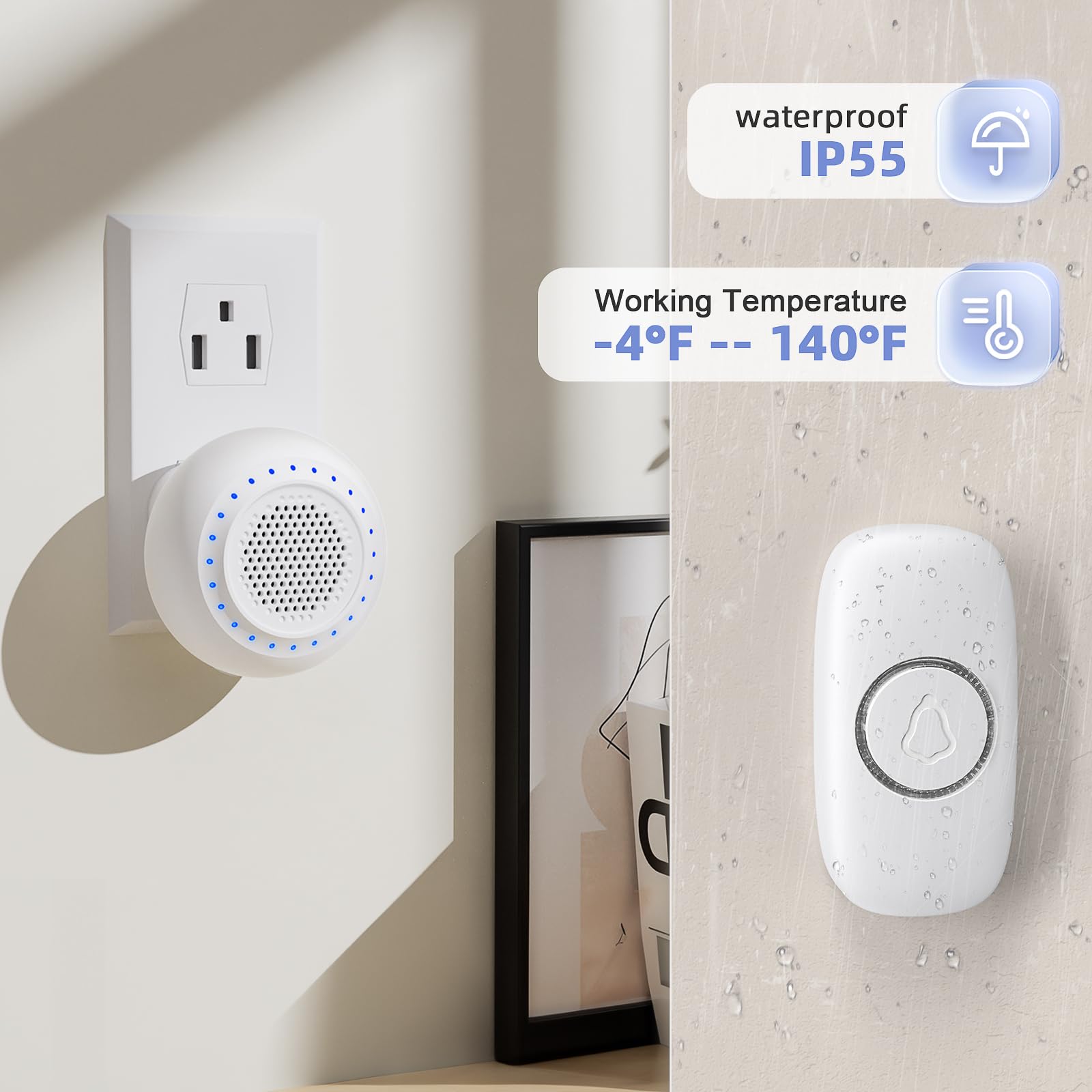 Wireless Doorbell For Home   Physen   Door Bells Ringer Chimes Wireless   Waterproof   Operating At 1000Ft Range   32 Ringtones