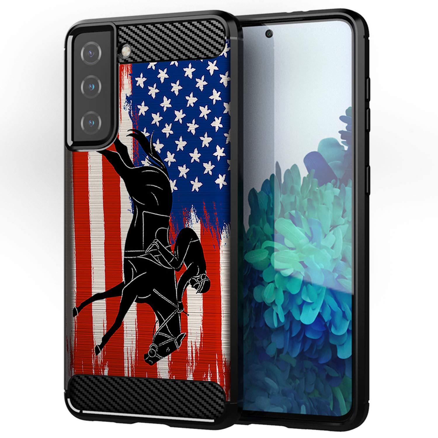 Casesondeck Case Compatible With [Samsung Galaxy S21 (6.2 Screen) / S21 5G] Slim Tpu Carbon Fiber Accent Scratch And Drop Protec