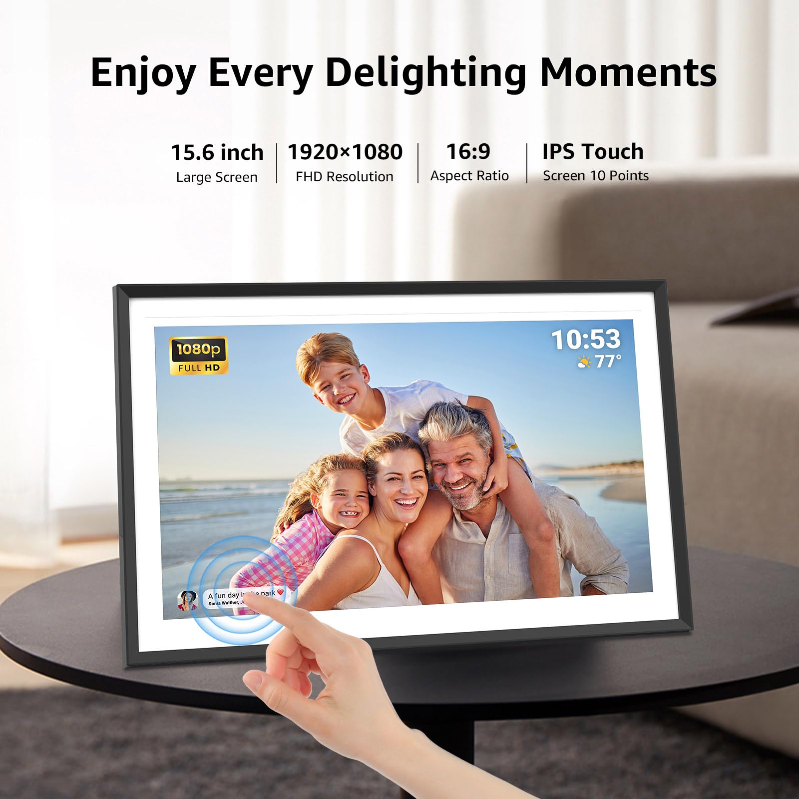 Apolosign Digital Picture Frame 15.6 Inch, Wifi Digital Photo Frame With 32Gb Storage, 1920X1080 Fhd Ips Touch Screen, Auto Rota