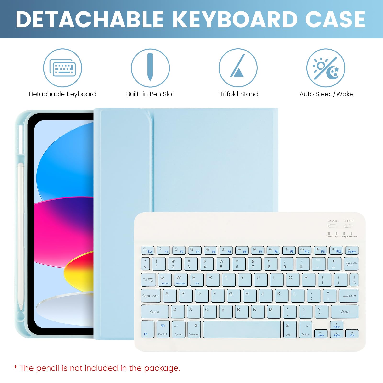 Soppy Keyboard Case For Ipad 10Th Generation & Mouse For New Ipad 10Th Generation 10.9In 2022 (A2696/A2757/A2777), Detachable Wi