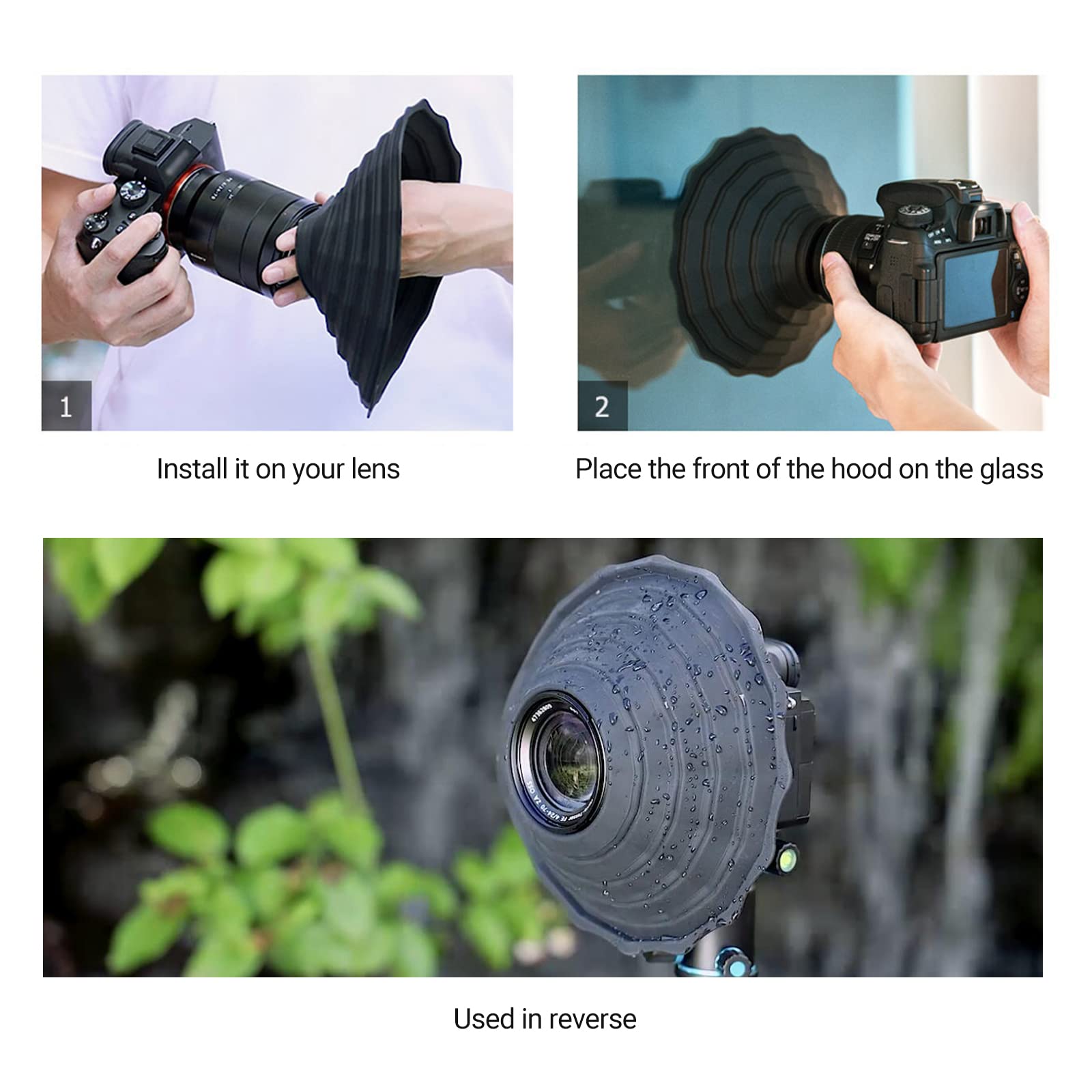 Silicone Lens Hood, Anti Reflection Lens Hood For Diameter 53 72Mm Lens, Foldable Reversible Lens Shade For Canon Rf 35Mm Ef S 1