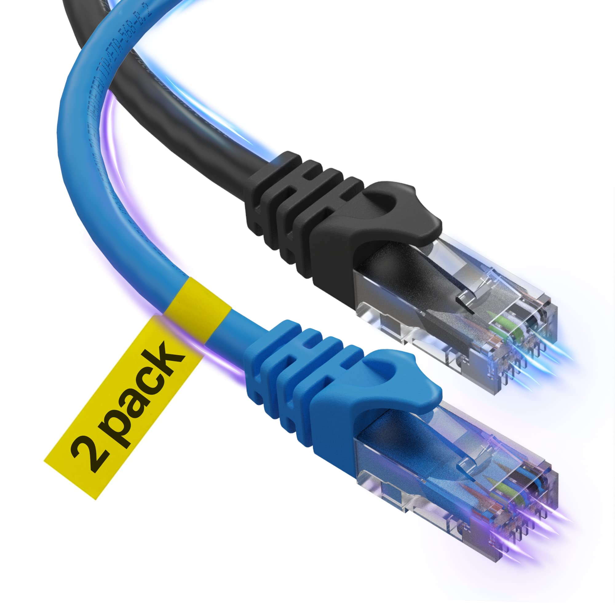 Ultra Clarity Cables Cat6 Ethernet Cable 40 Ft [2 Pack], 10Gpbs High Speed Internet Cable, RJ45 Cat-6 Ethernet Patch Cable, Netw