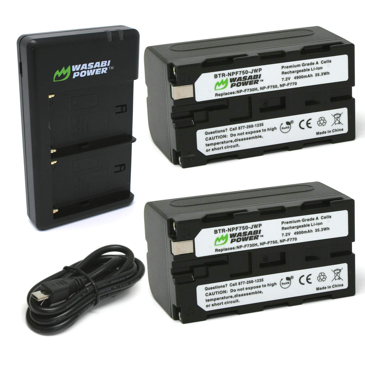 Wasabi Power Battery (2 Pack) And Dual Charger For Sony Np F730, Np F750, Np F760, Np F770 (L Series)