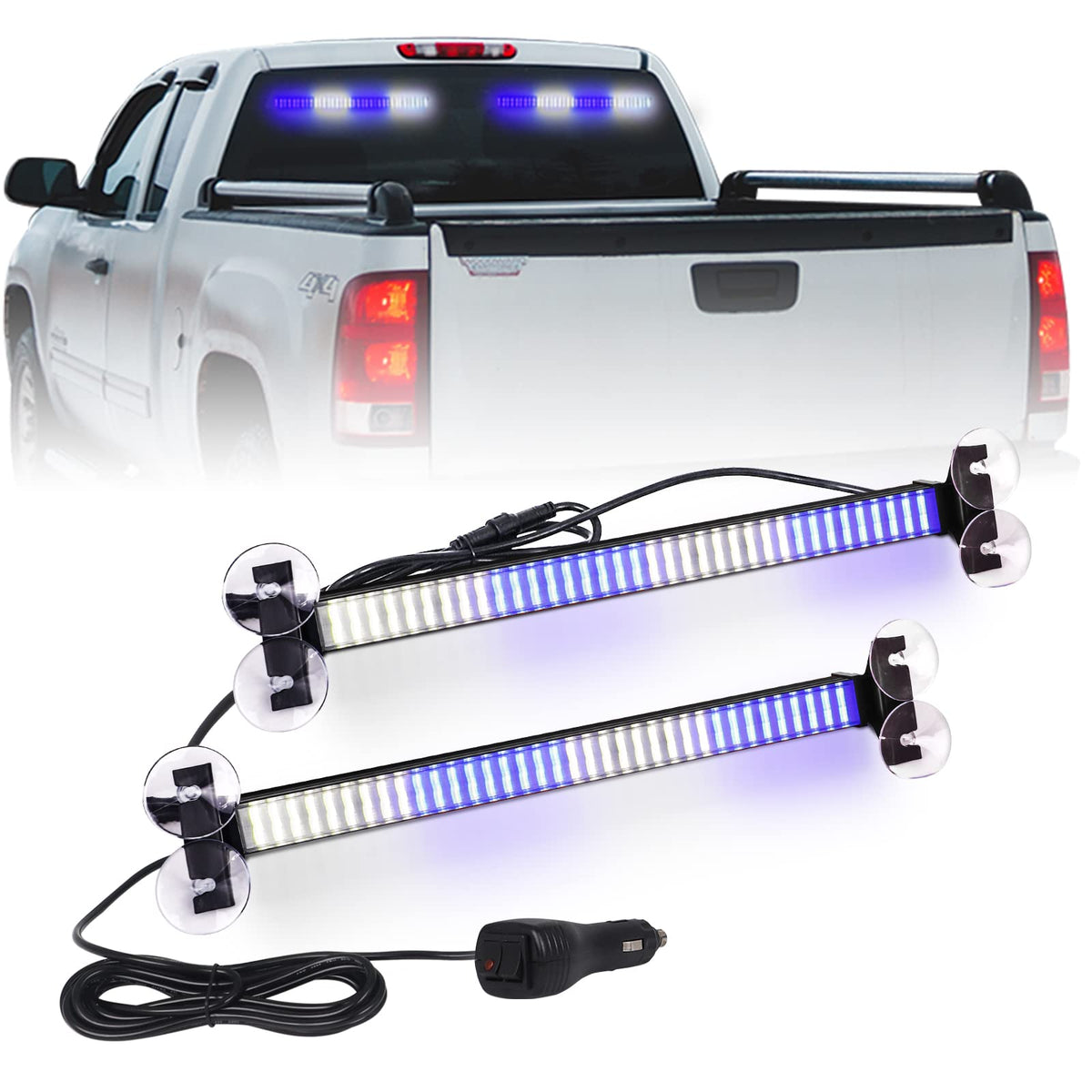 Xridonsen 2 In 1 Emergency Strobe Traffic Advisor Light Bar 144 Led Warning Hazard Safety Interior Windshield Dash Lights Split