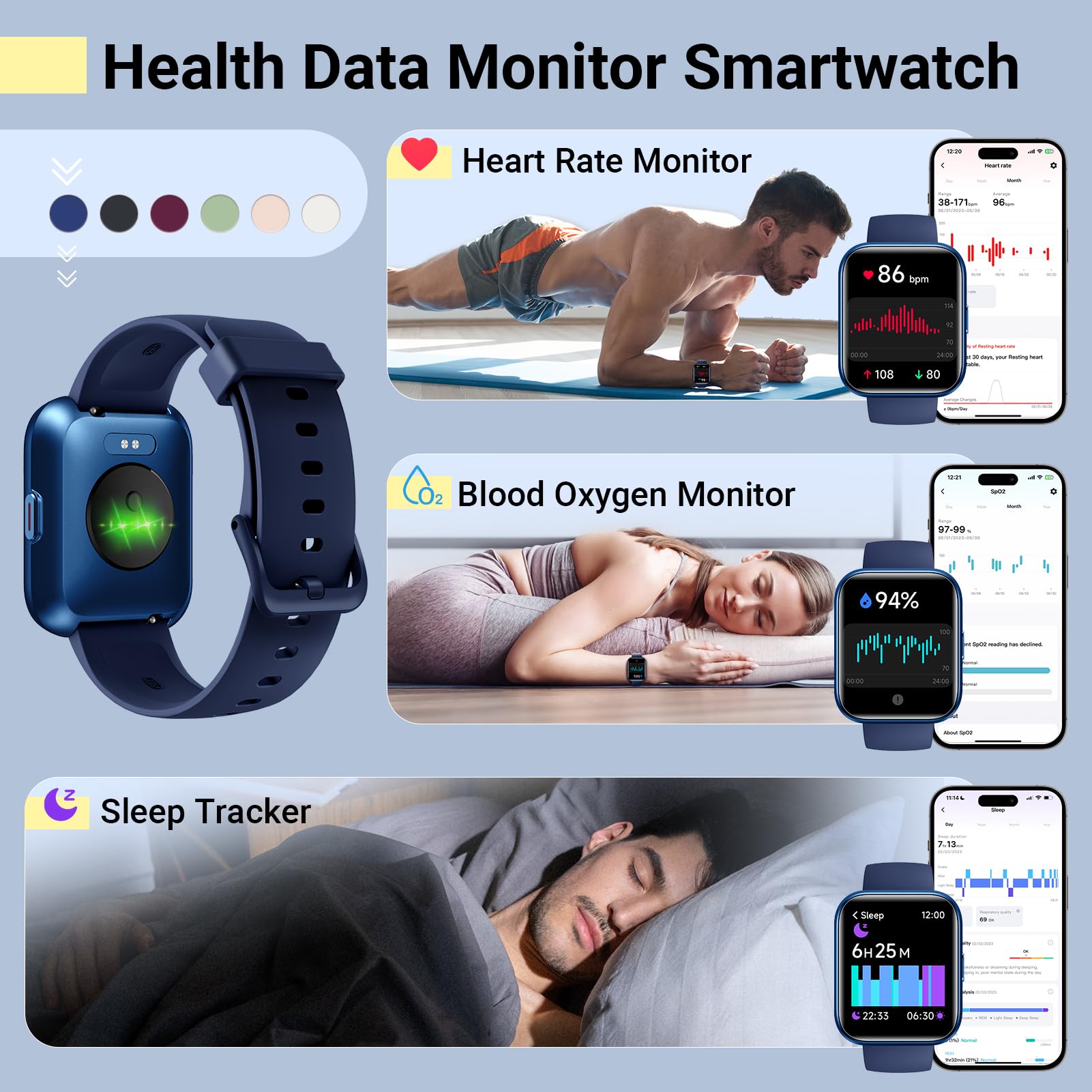 Smartwatch For Women/Men, Compatible With Android & Iphone, 1.8'' Fitness Tracker Watch With Alexa, Call & Notification Alerts,