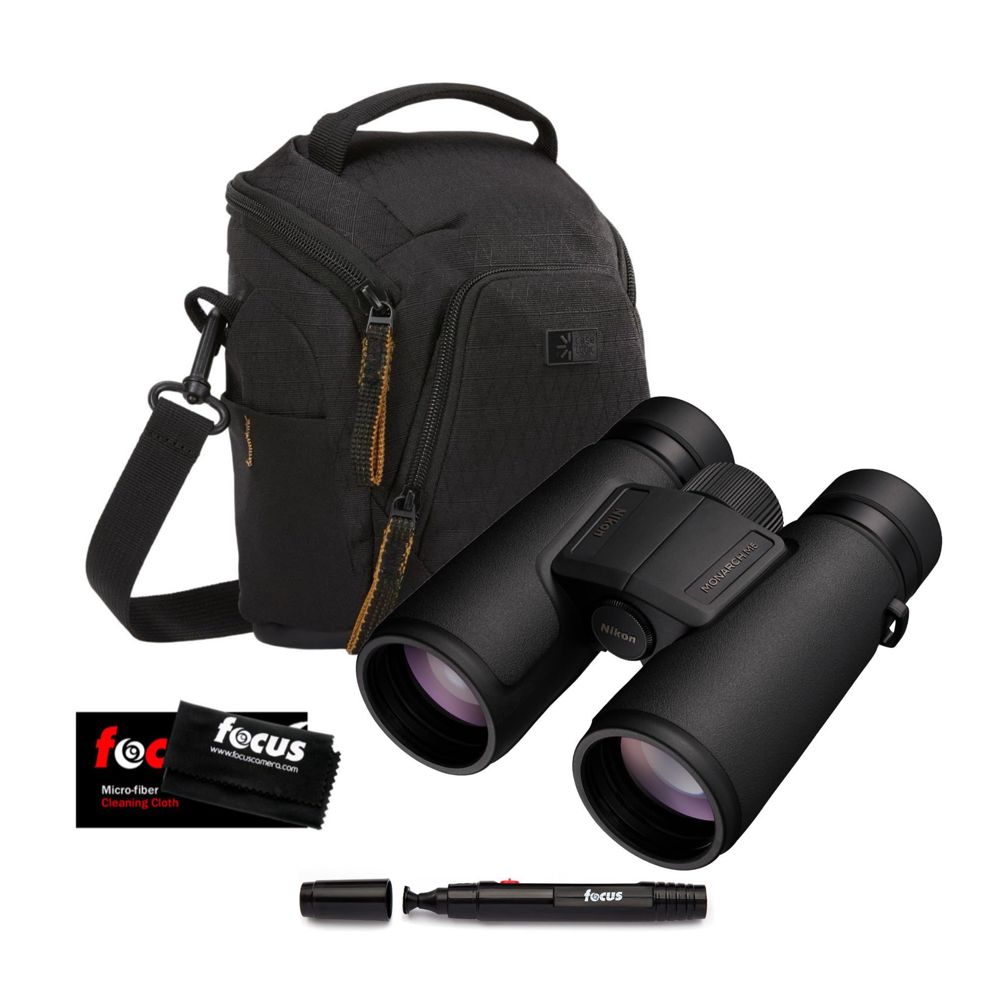 Nikon Monarch M5 8x42 Binoculars Bundle with Shoulder Bag, Lens Cleaning Pen, and Microfiber Cleaning Cloth (4 Items)