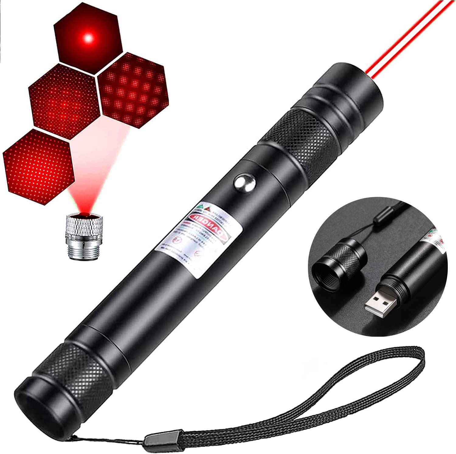 Red Laser Pointer High Power Long Range Strong Laser Light Pointer Pen, Tactical Red Lazer Pointer Presentation Dot Rechargeable