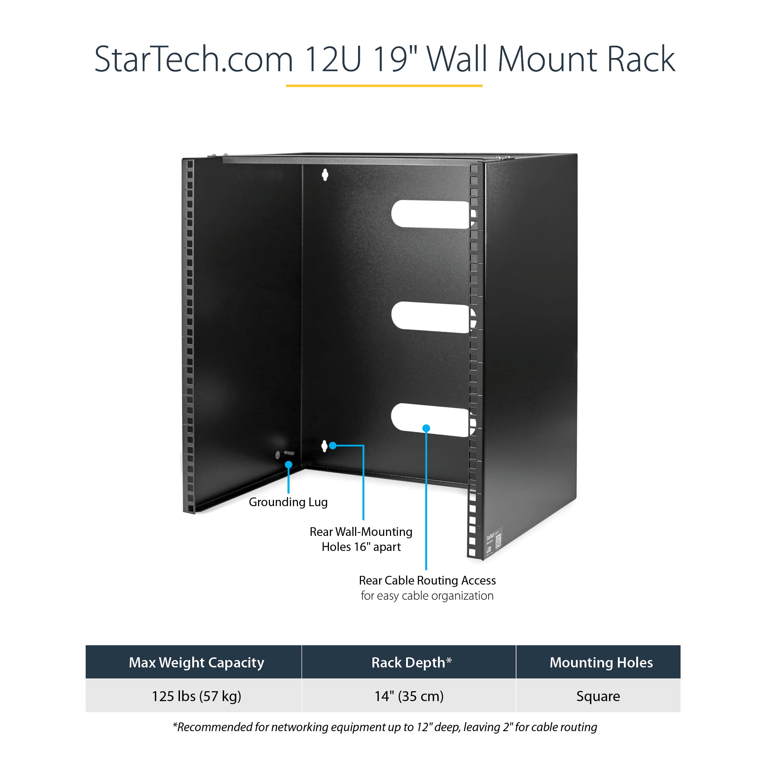 Startech.Com 12U Wall Mount Patch Panel Bracket   13.75 In. (34.93 Cm) Max. Mounting Depth   19'' Patch Panel Rack For Shallow N