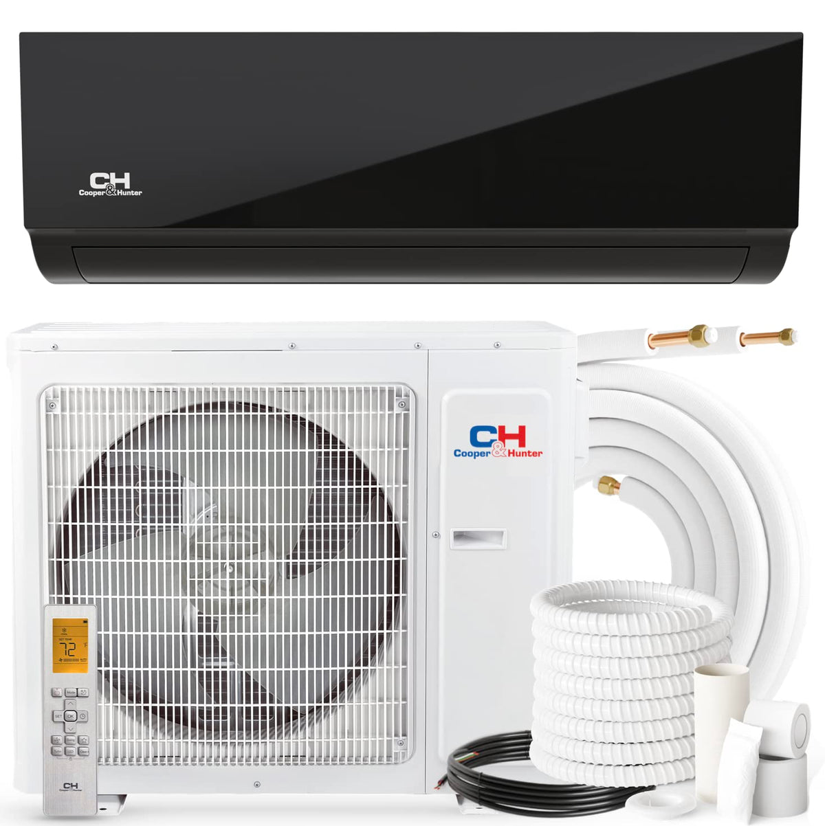 Cooper&Hunter, Olivia Series Midnight Edition, 9,000 Btu, 230V, 24 Seer, Ductless Mini Split Ac/Heater With Installation Kit