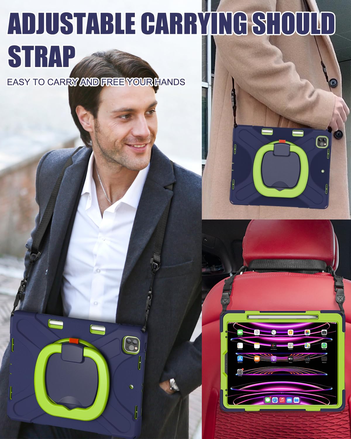 Braecn For New Ipad Air 13 Inch M2 Case 2024/Ipad Pro 12.9 Inch Case 6Th/5Th/4Th/3Rd Gen: Military Grade Silicone Protective Cov