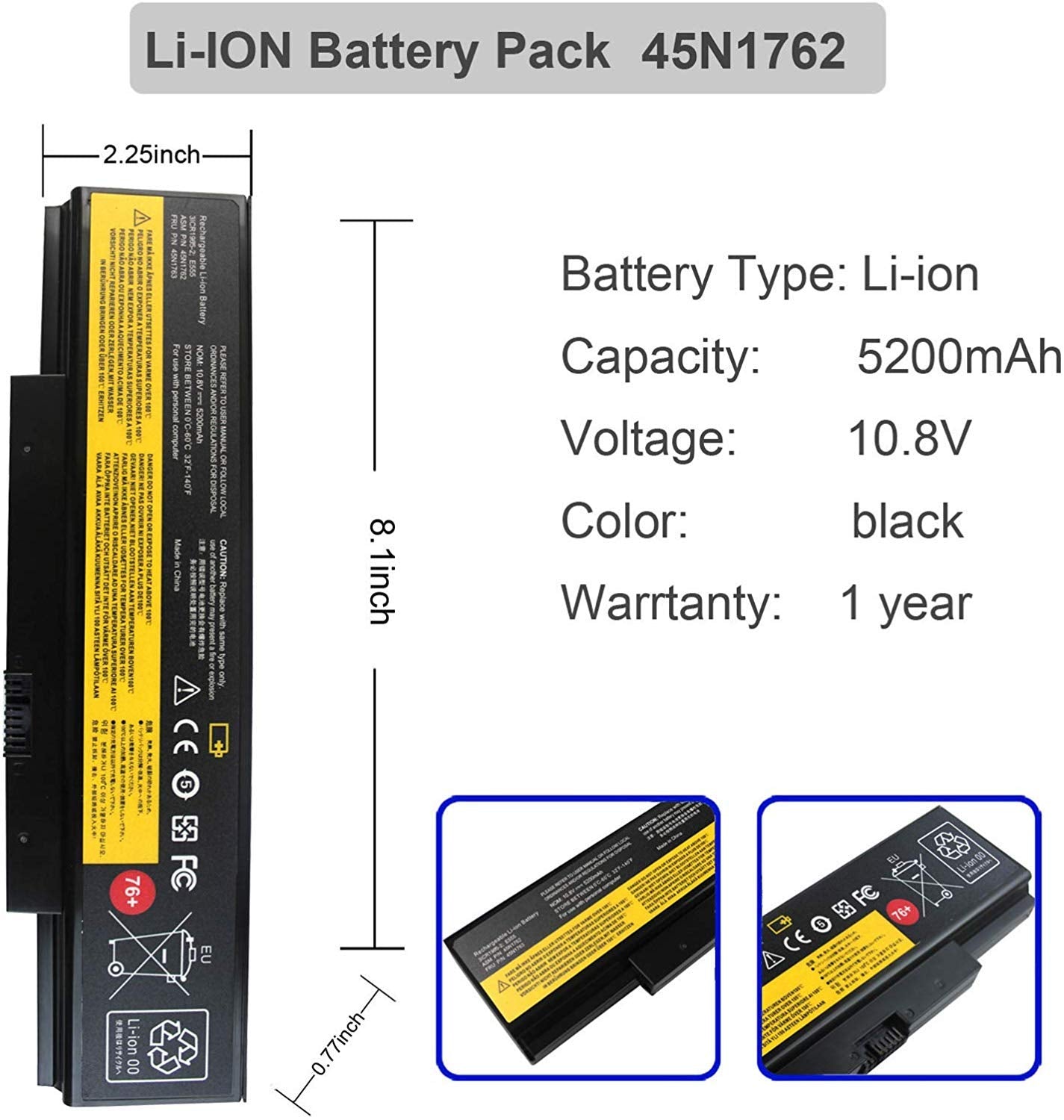 Gomarty 45N1762 76+ Laptop Battery Compatible With Lenovo Thinkpad (Edge) E550 E550C E555 E560 E565 Series 3Inr19/65 2 45N1758 4