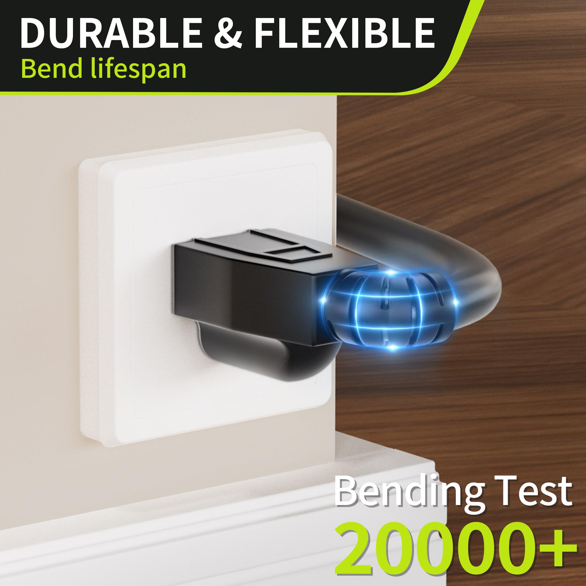 16/3 Black 15 Ft (2Pack) Extension Cord, Indoor Extension Cord For Laptops, Coffee Makers, Office Home Appliances, 3 Prong Resis