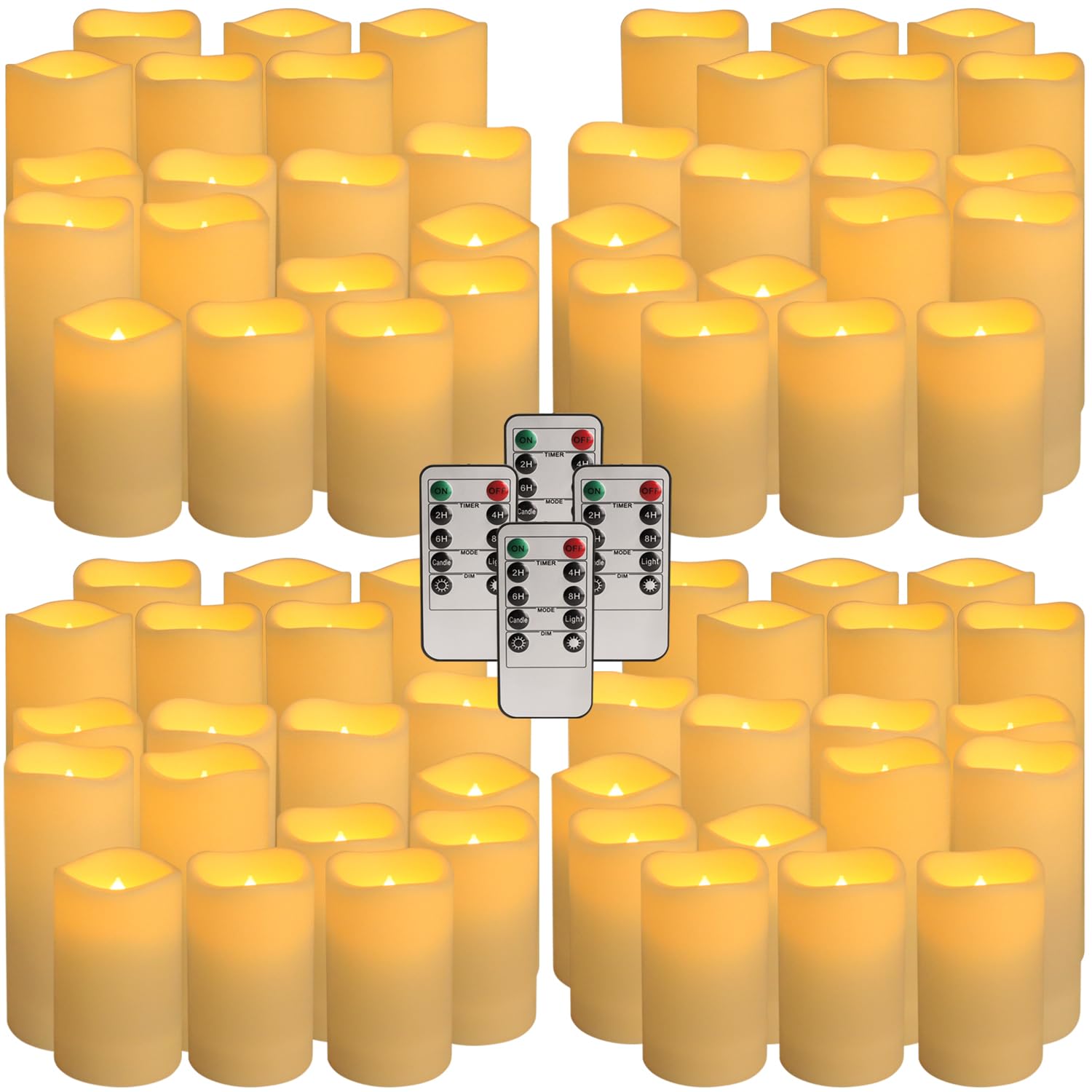 Pliadvbu Flameless Led Candles 72 Pack, Outdoor Realistic Waterproof Votive Candles With 4 Remote Control And Timer For Hallowee