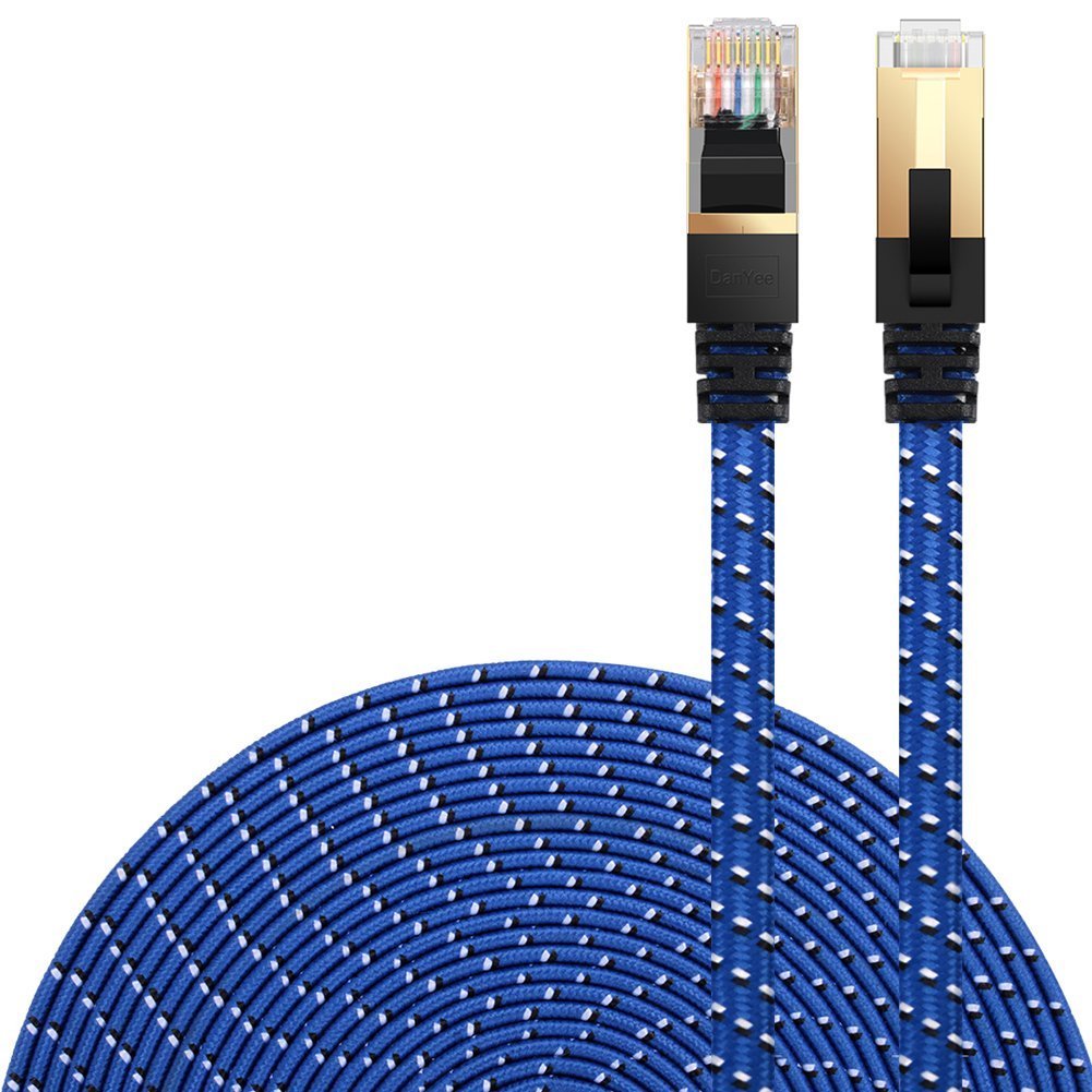 DanYee Cat 7 Ethernet Cable, Nylon Braided 66ft CAT7 High Speed Professional Gold Plated Plug STP Wires CAT 7 RJ45 Ethernet Cabl