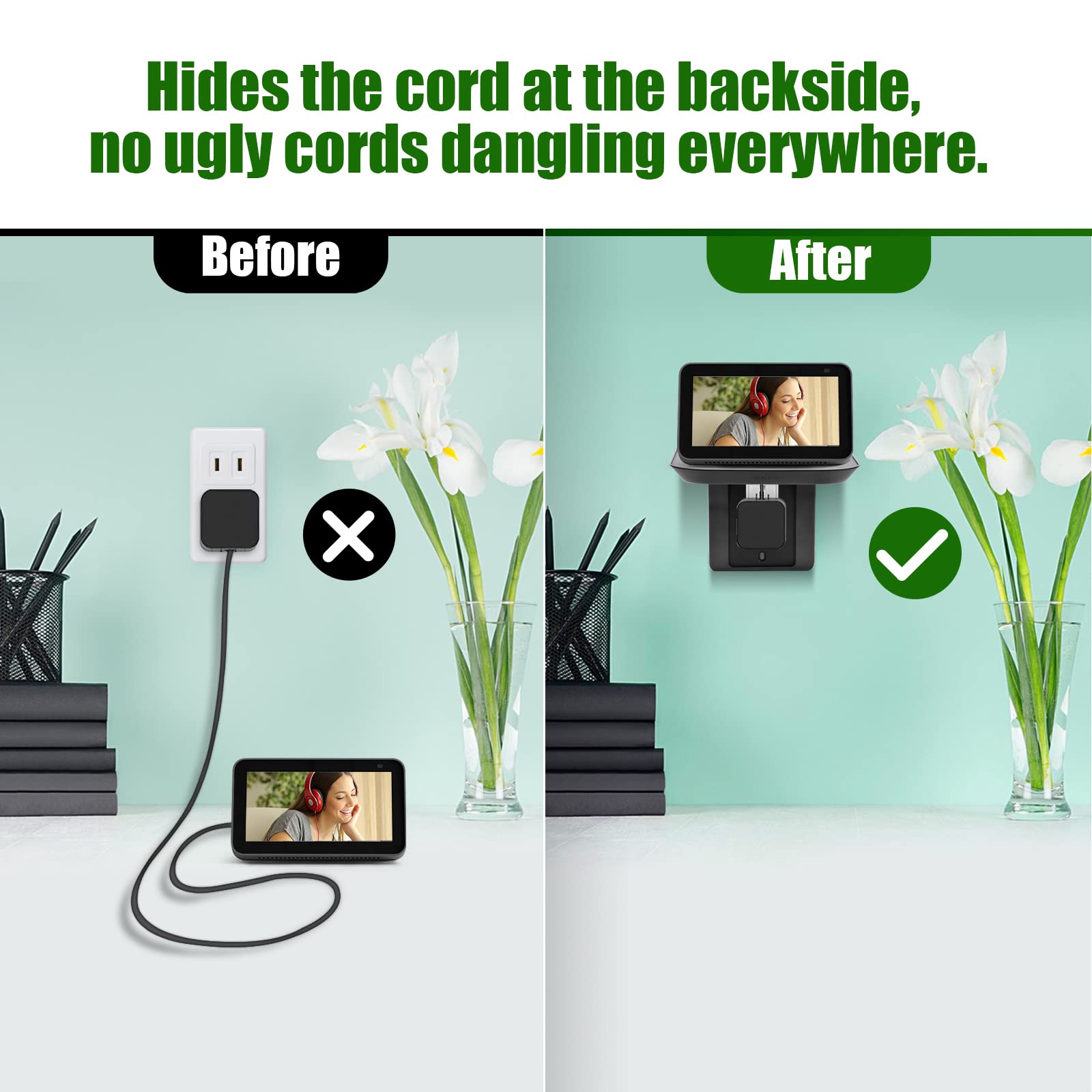 Kosnail Wall Mount For Echo Show 5, Wall Mount For Echo Show 8, Universal Speaker Holder Stand Adjustable Swivel 360 Degree Smar