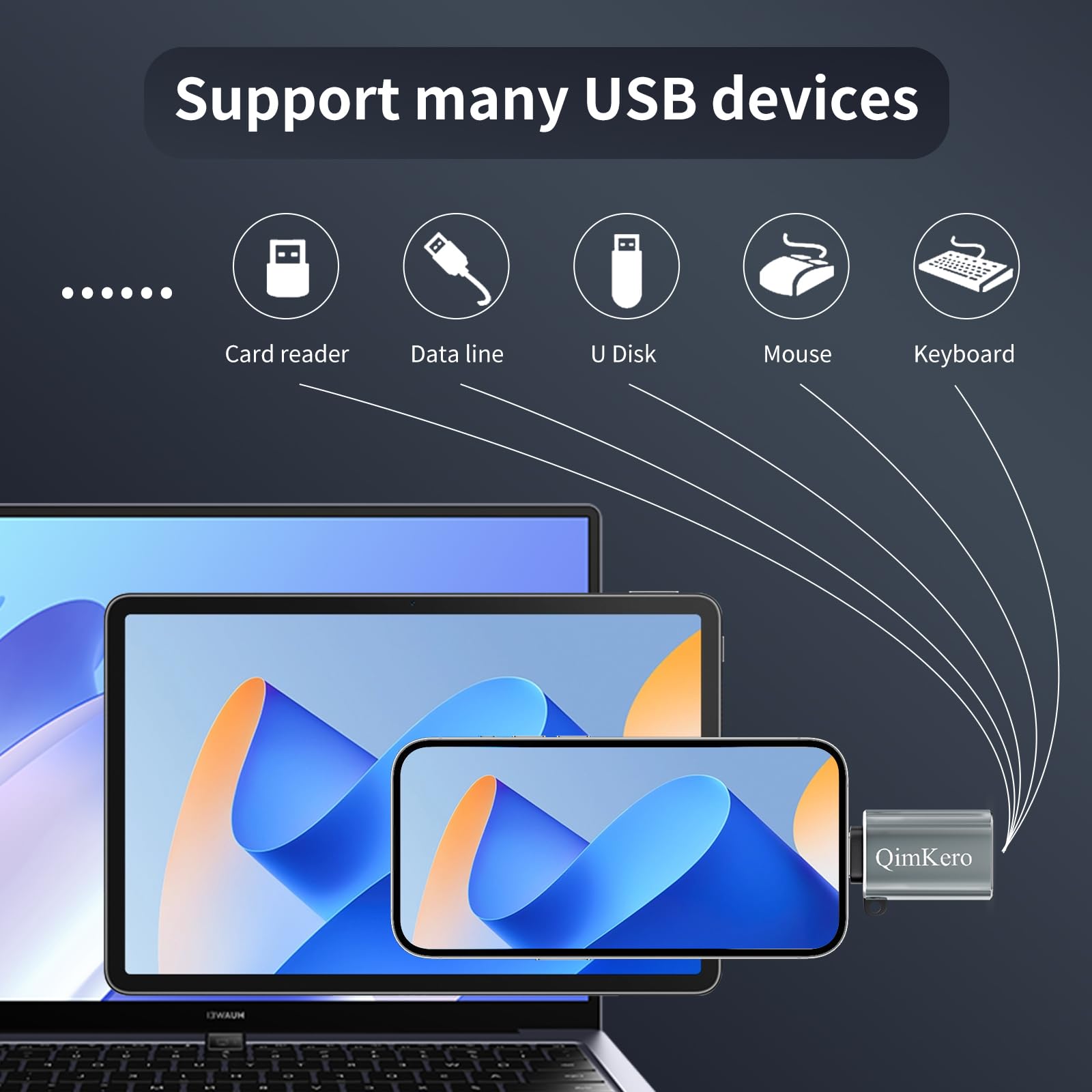 Usb C To Usb Adapter 3 Pack,Usb C Male To Usb 3.0 Female Adapter, Usb A 3.0 Female Otg Adapter, Qimkero Converter For Iphone 15