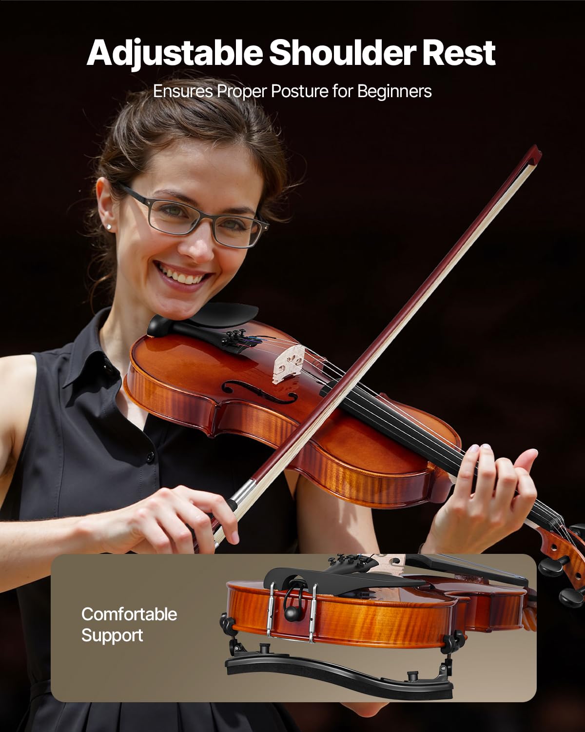 Vevor Violin 4/4 Full Size For Adults, Violin Fiddle Set For Beginners Student With Hard Case,Rosin, Bow,Shoulder Rest,Bridge,Ex