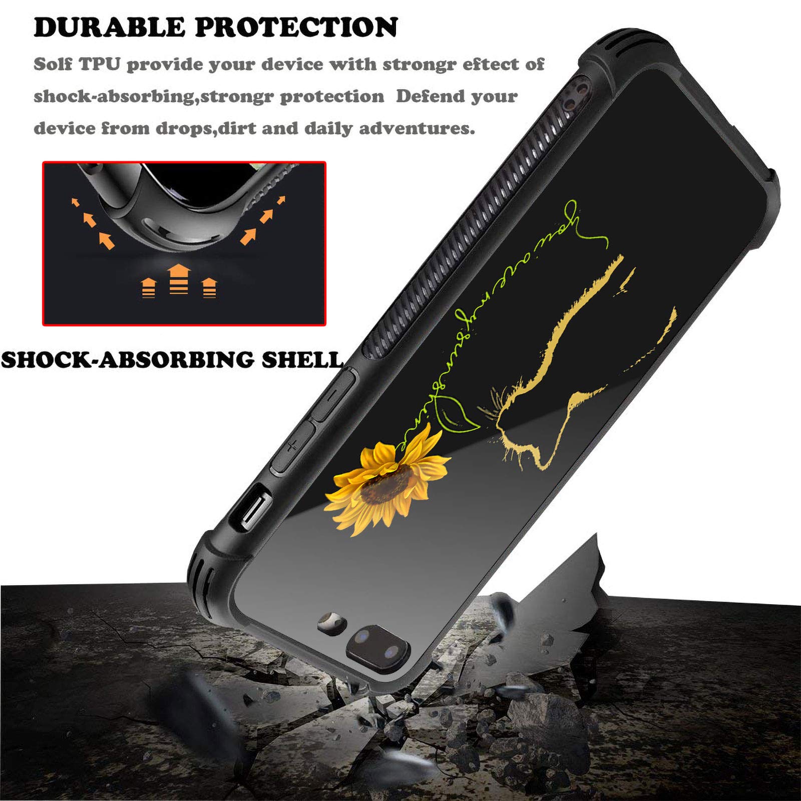 CARLOCA iPhone 7/8/SE 2020 Case Yellow Cat Sunflower Graphic Shockproof Drop Protection Polycarbonate