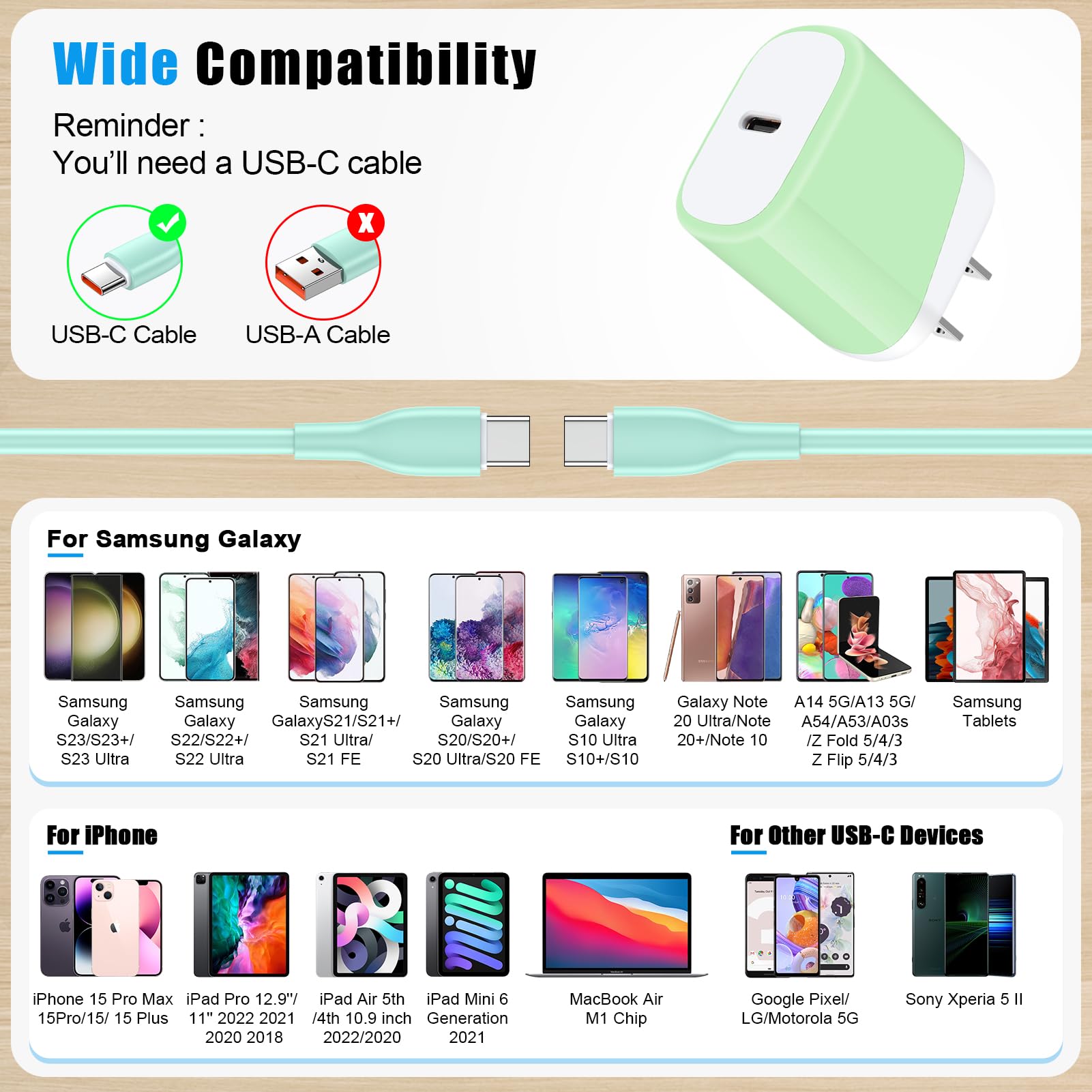 Fast Iphone 16 Charger For Iphone 16 15 Pro Max/15 Pro/15 Plus/15,Ipad Pro Air Mini,6Ft Usb C To C Charging Cable For Samsung Ga