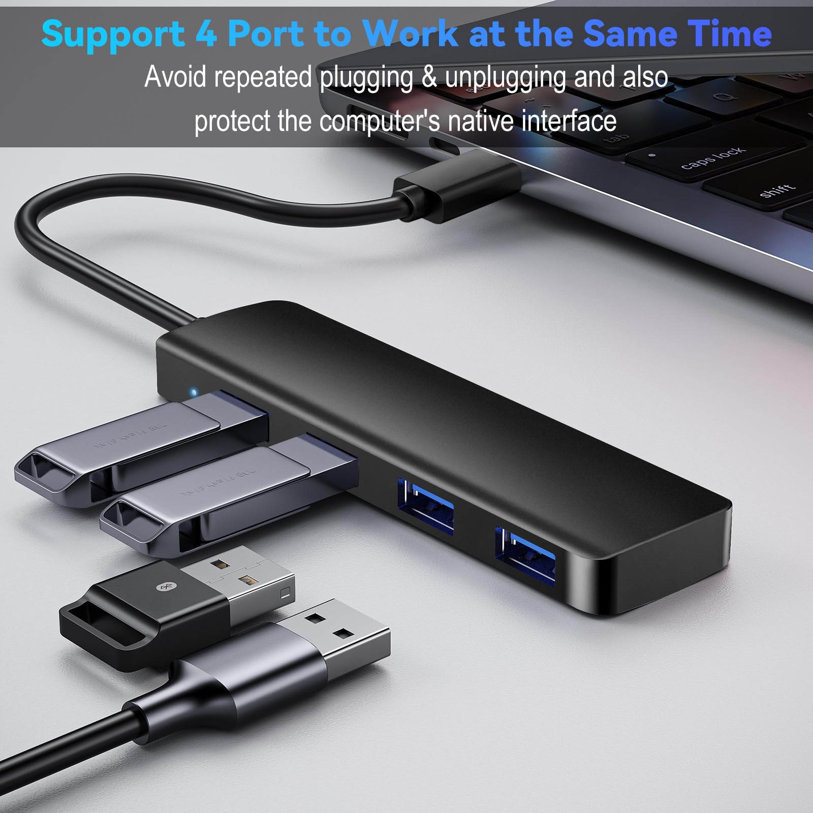 Usb Hub 3.0, Usb Multiport Adapter,Usb Port Hub,Usb Splitter For Laptop, Pc, Macbook, Mac Pro, Mac Mini, Imac, Surface Pro And M