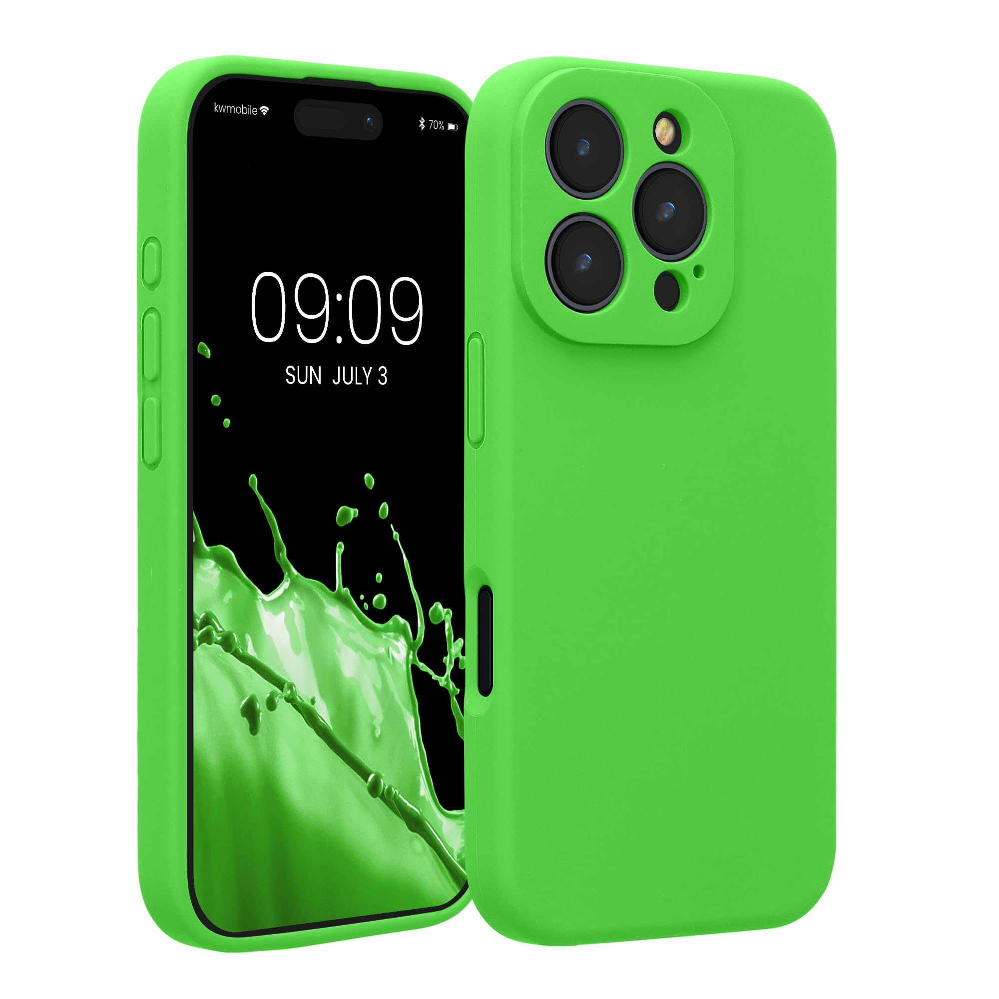 kwmobile Case Compatible with Apple iPhone 16 Pro Case - Slim TPU Silicone Phone Cover - Soft Touch Finish - Lime Green