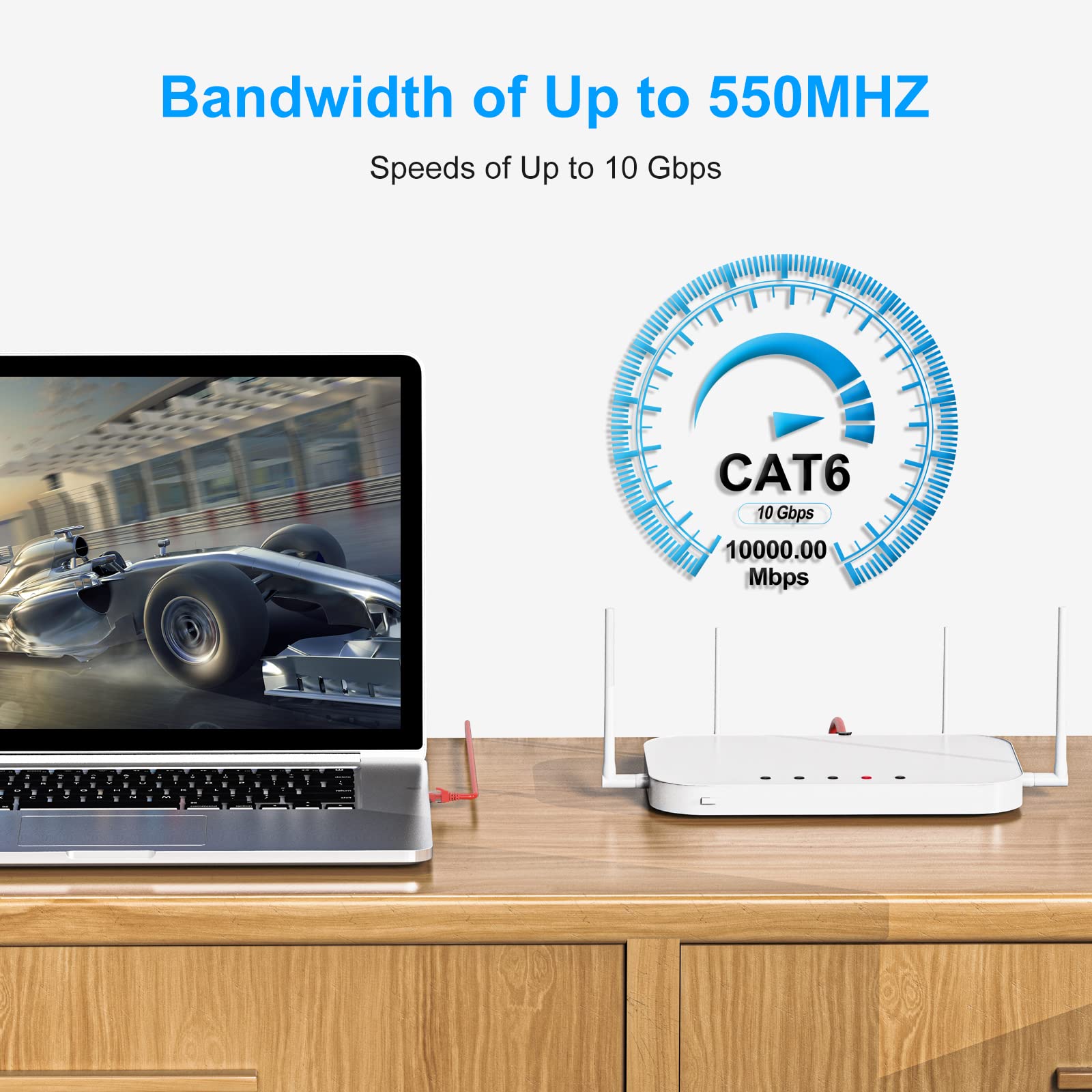 Cat6 Patch Cables 1.5 Feet (6 Pack), Cat 6 Ethernet Cable, 24Awg Cca Cord, Utp Network, Internet Cable, Compatible For Pc, Routers, Switches, Servers, Printers, Rj45 Lan With 25 Cable Ties   1.5Ft