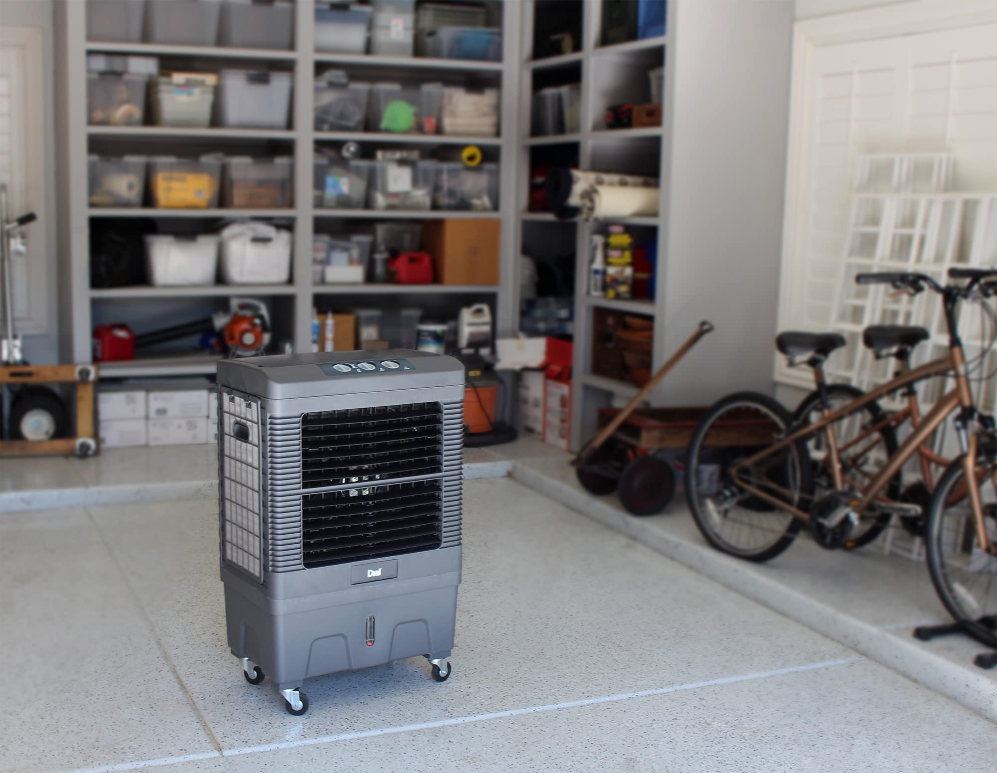 Dial 3 Speed Portable Evaporative Cooler   Up To 1000 Sqft, 3500 Cfm   Pec A 3500 1M Grey