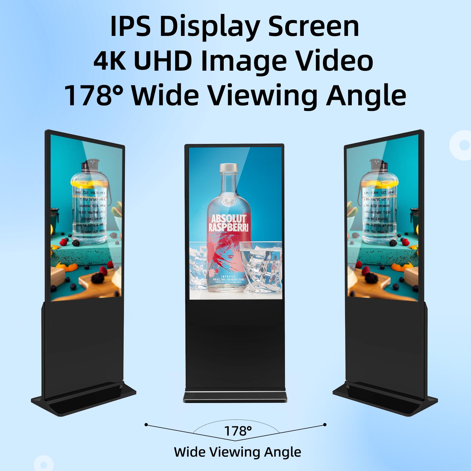Qixzocv 65 Inch 4K Digital Signage Kiosk, Indoor Floor Standing Commercial Monitor, Advertising Display Lcd Totem With Auto Medi