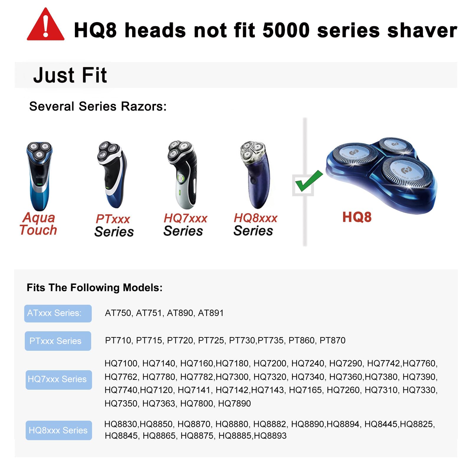 Hq8 Replacement Heads,Compatible With Aquatec Replacement Heads, Hq8 Blades