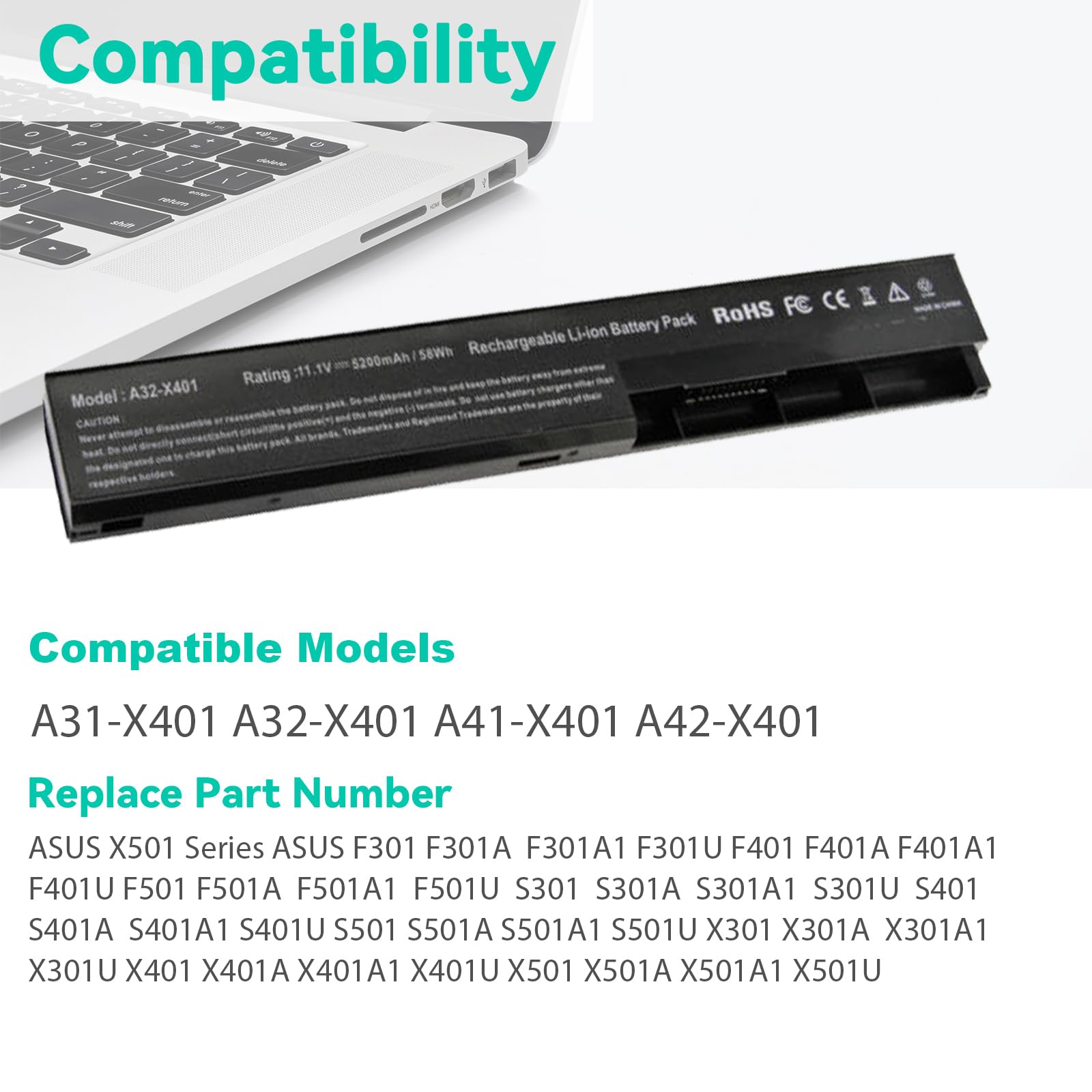 Fancy Buying Laptop Notebook Battery Compatible With Asus X501A X301 X301A X301U X401 X401A X401U X501 X501U A31 X401 A32 X401 A