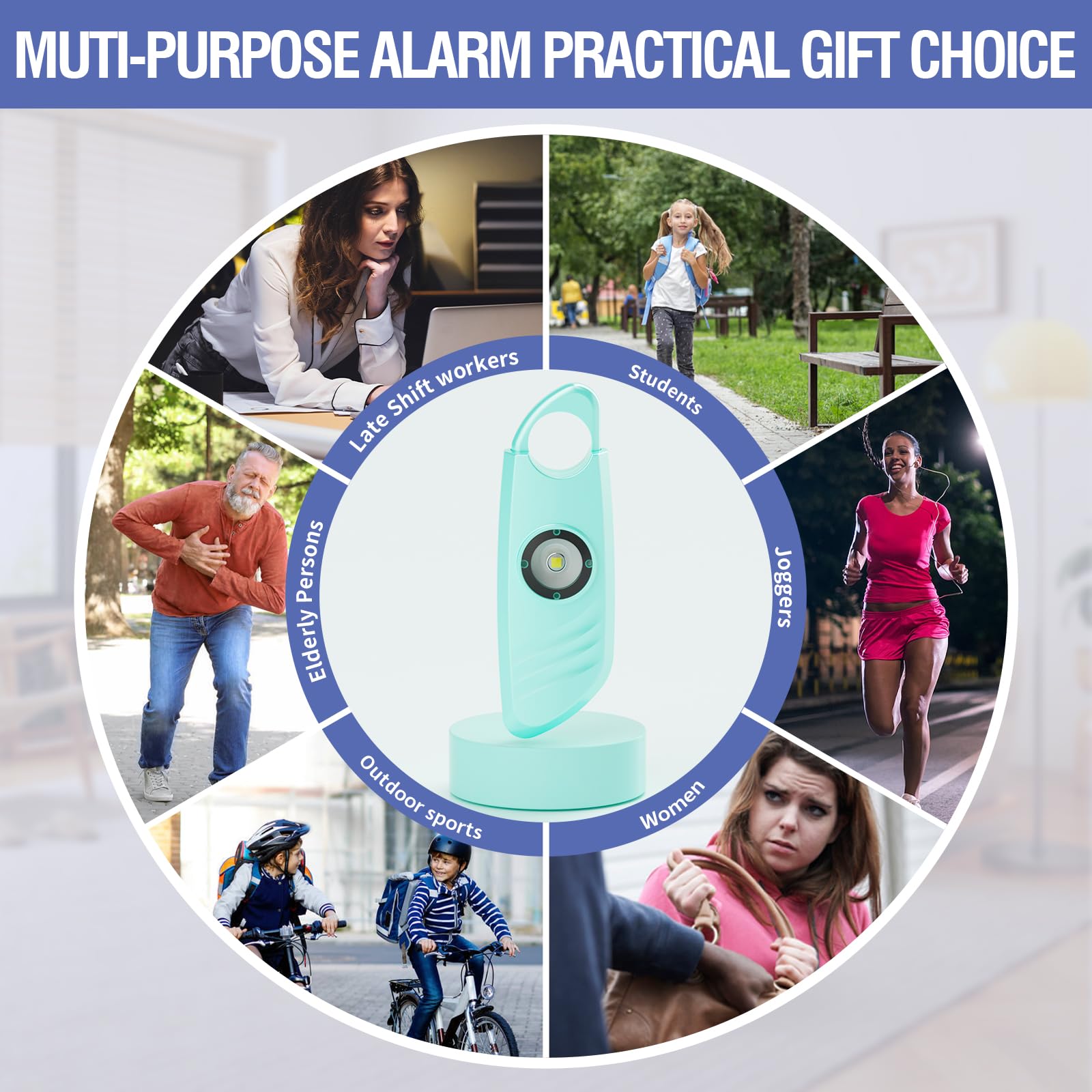 Safe Sound Personal Alarm, 2 Pack 140Db Siren, Strobe Light Key Chain, Safety Devices For Women, Men, Children, Elderly