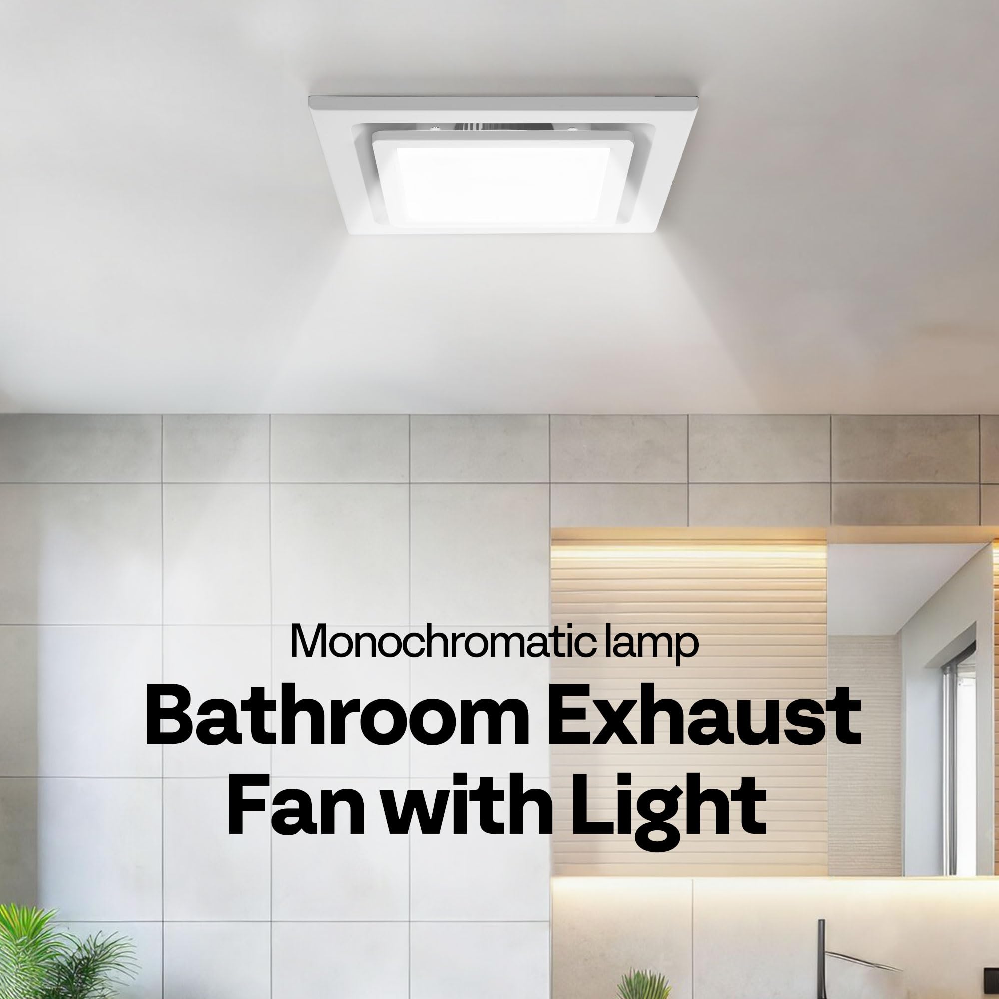 Vivohome Bathroom Exhaust Fan With Light, 165Cfm Shower Ventilation Exhaust Fan With 6500K Led Light Combo,Ceiling Mount W/ 4''