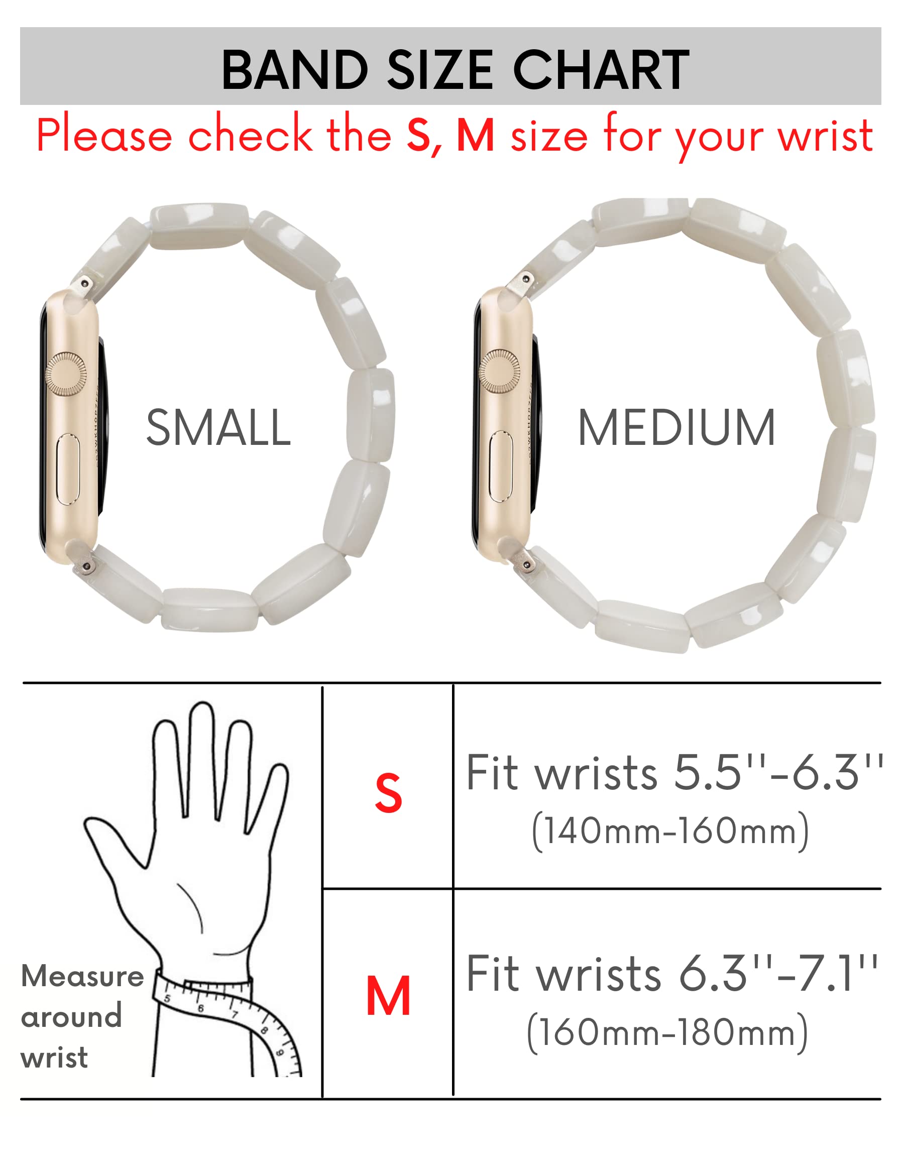 Heesch White Watch Band Compitable With Apple Watch Series Se 7,6,5,4 Band For Women Stretchy Resin Fashion Watch Bracelet Strap