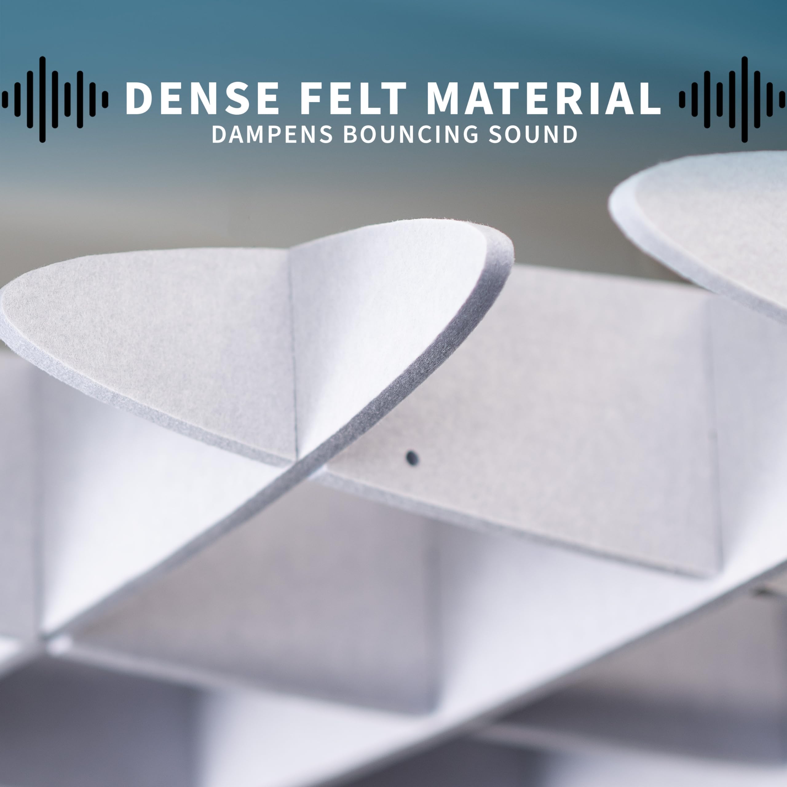 Vivo Acoustic Ceiling Waffle Panel, Hexagonal Hanging Sound Absorber, Modern Noise Reduction Chandelier, Light Gray, Pp Cw01G